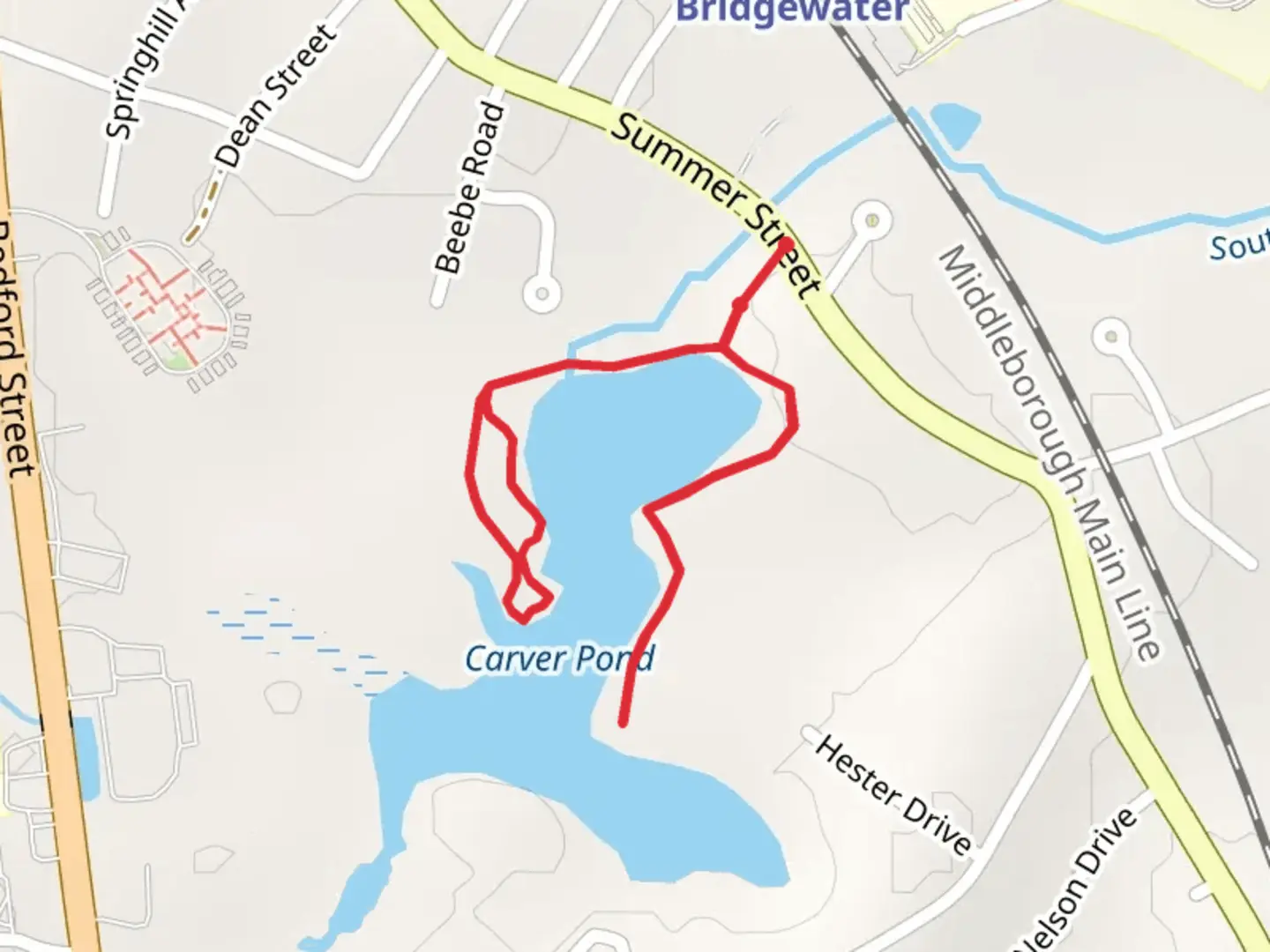 An image depicting the trail Carver Pond Trail and its surrounding area.