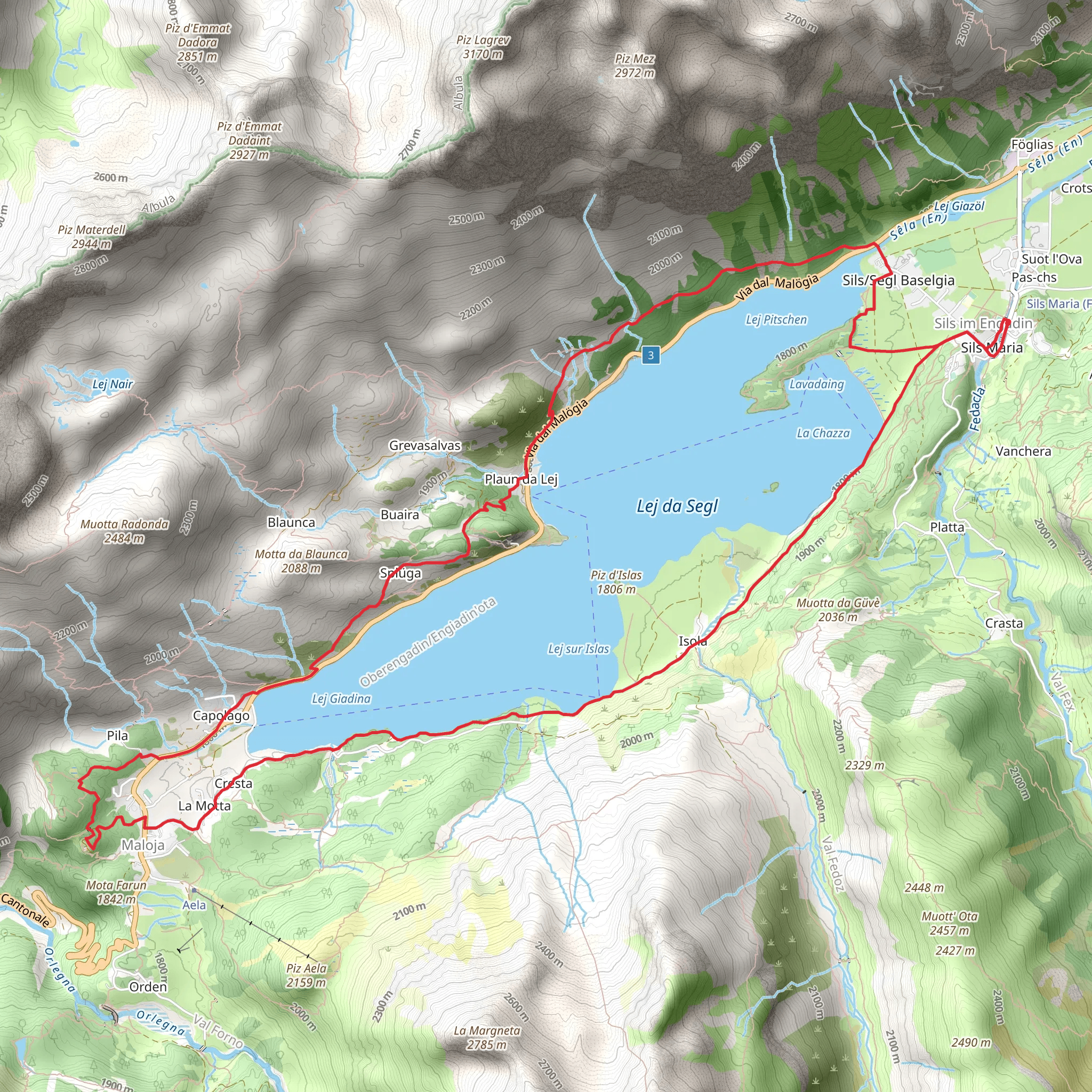 St Moritz Lake Loop Trail mobile static map