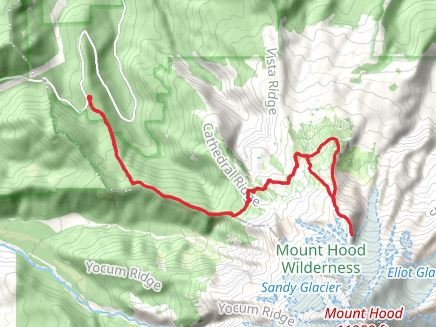An image depicting the trail Timberline Trail, Wy'East Basin to Barrett Spur and Dollar Lake Trail Loop and its surrounding area.
