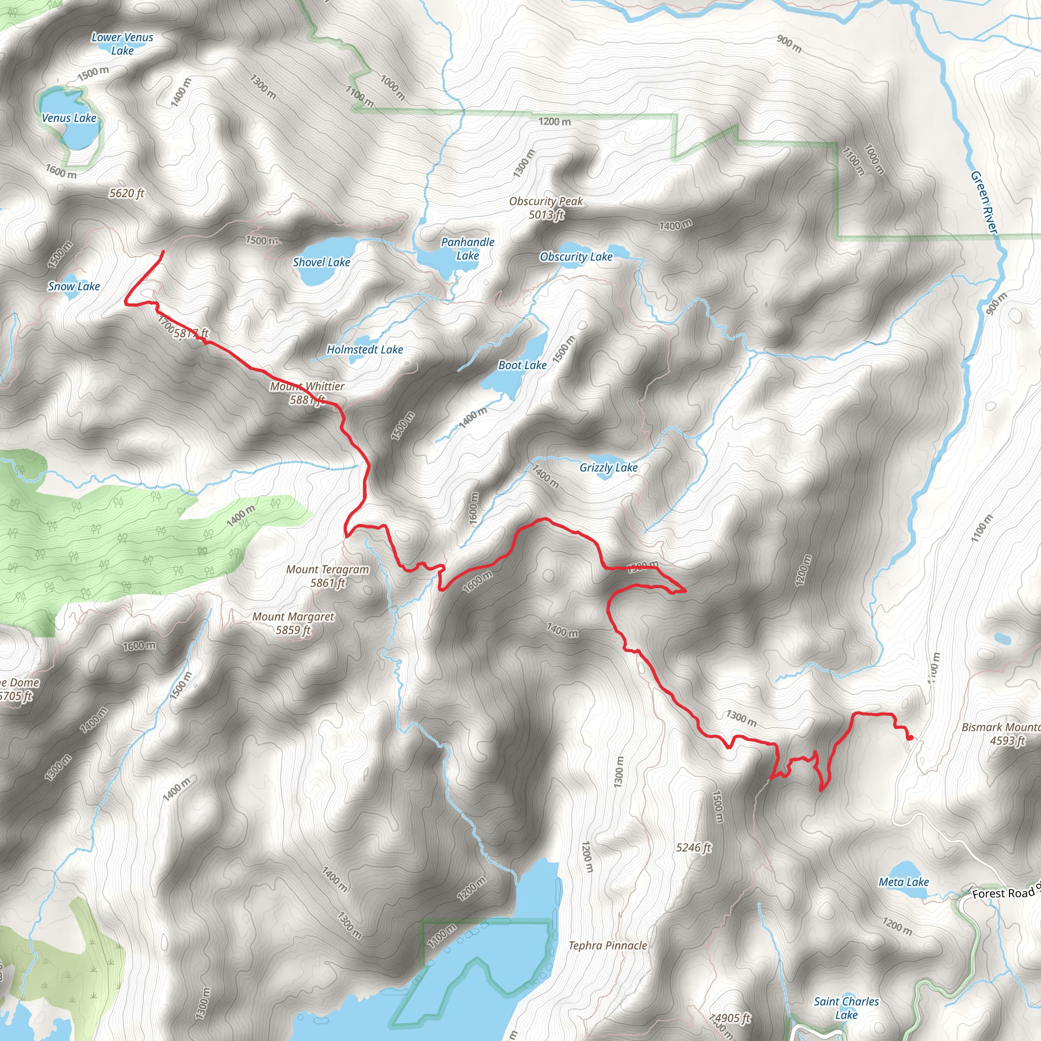 Whittier Ridge Trail mobile static map