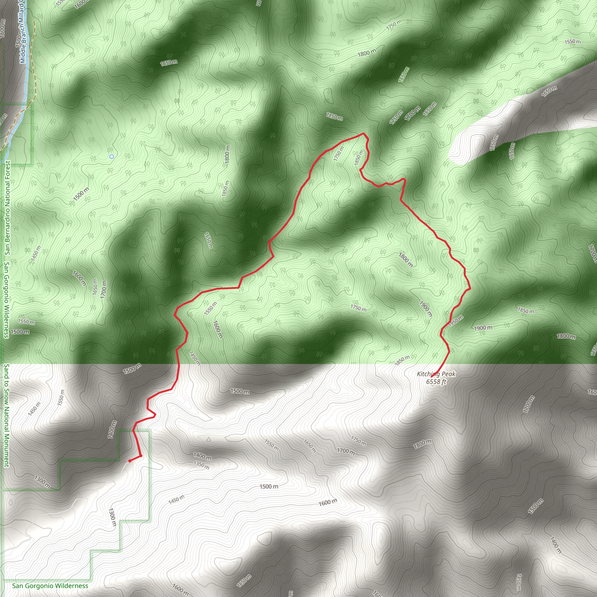 Kitching Peak Trail mobile static map