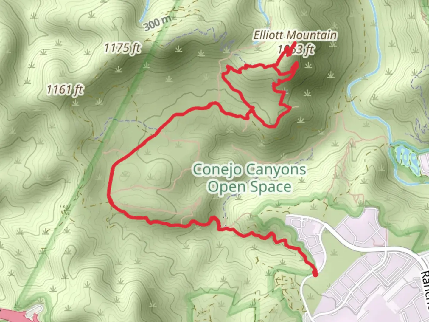 An image depicting the trail Elliott Mountain, Outlaw Loop via Western Plateau Trail and its surrounding area.