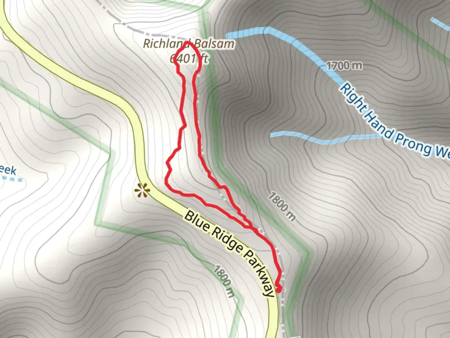 An image depicting the trail Richland Balsam Nature Loop Trail and its surrounding area.