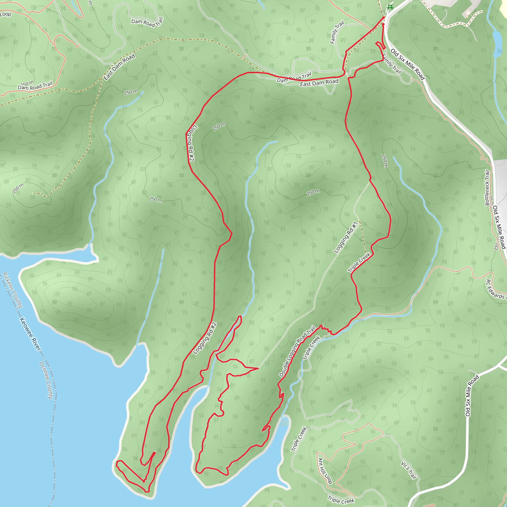 Logging Road 2 and Double Logging Road Loop Trail mobile static map