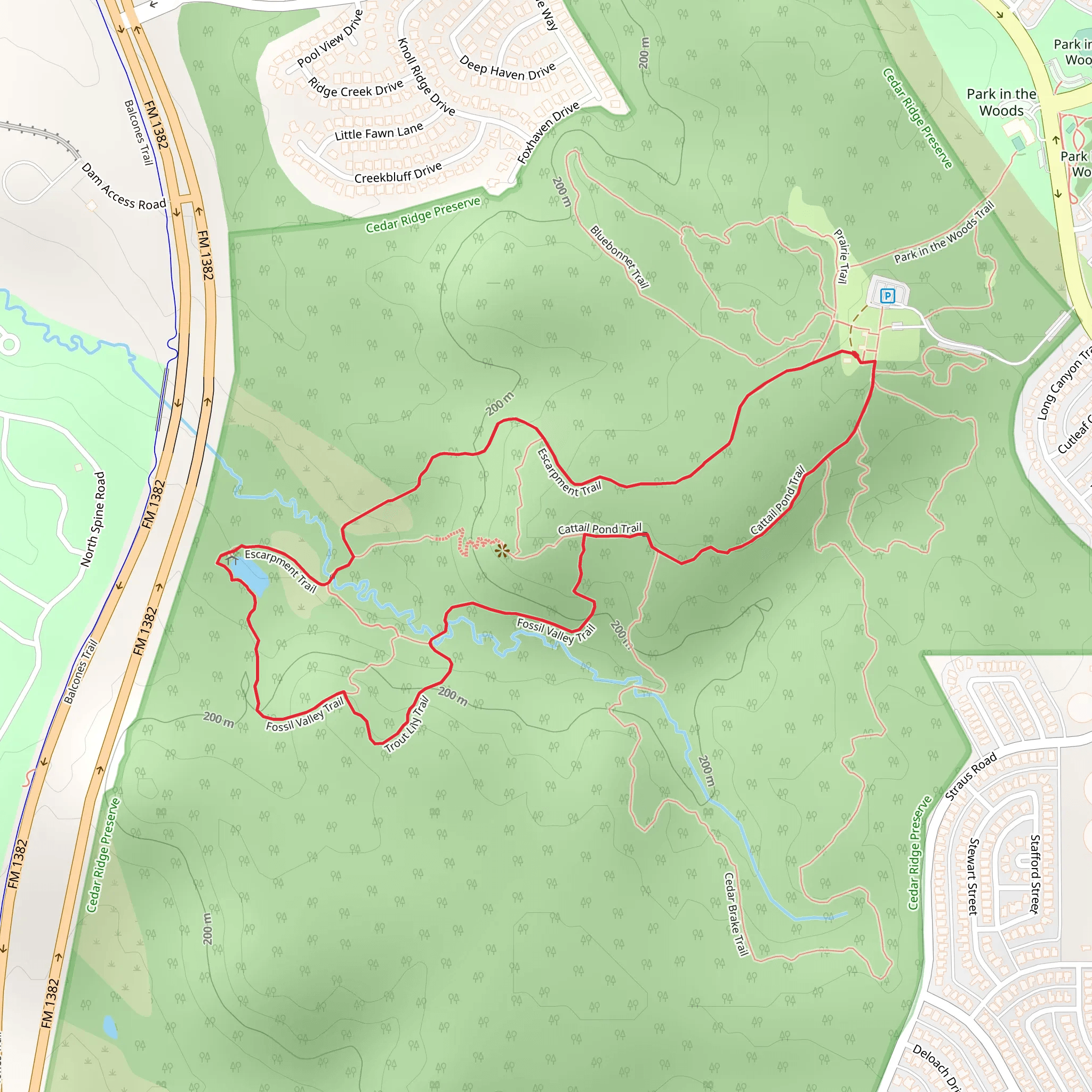 Fossil Valley, Cattail Pond and Escarpment Loop Trail mobile static map