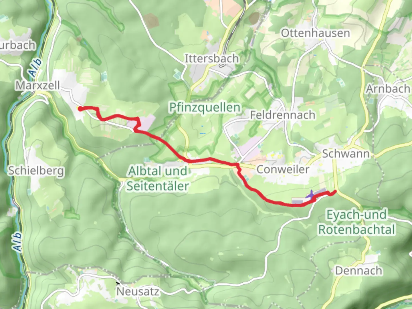 An image depicting the trail Friedenslinde Walk and its surrounding area.