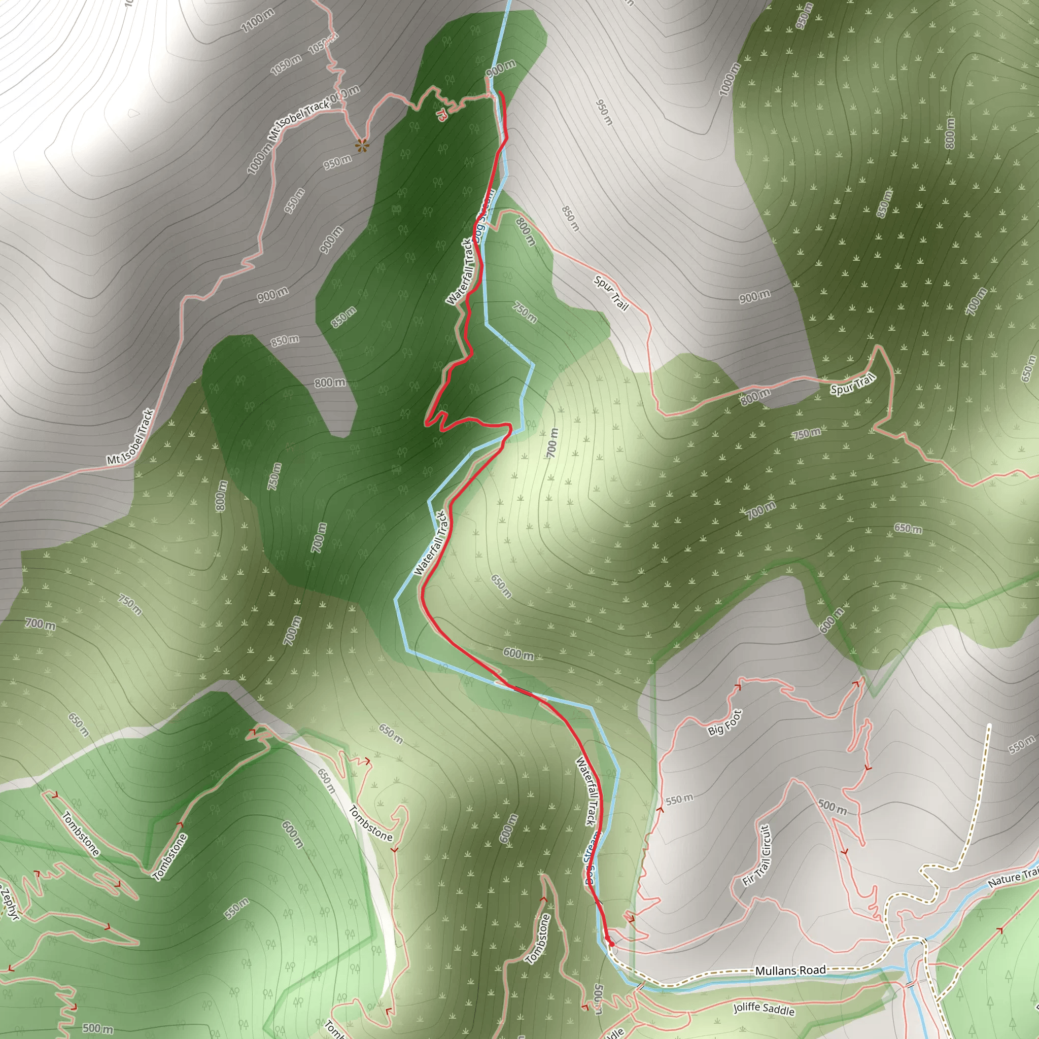 Dog Stream Waterfall via Waterfall Track mobile static map