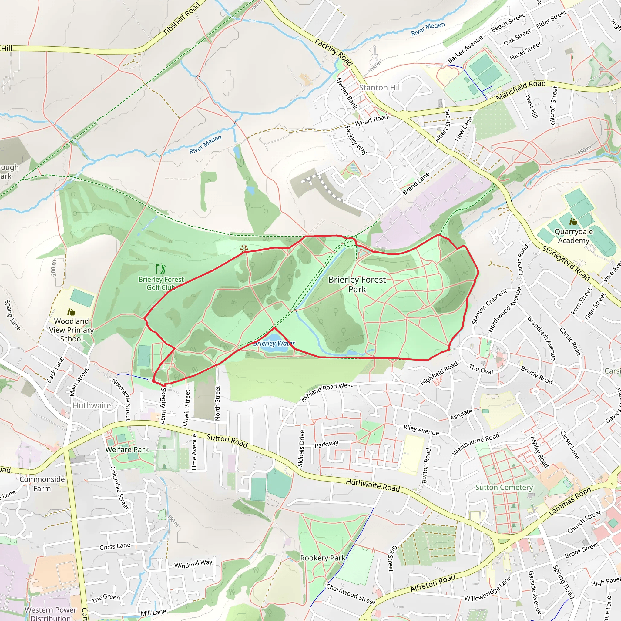 Brierley Forest Park Loop - Huthwaite mobile static map