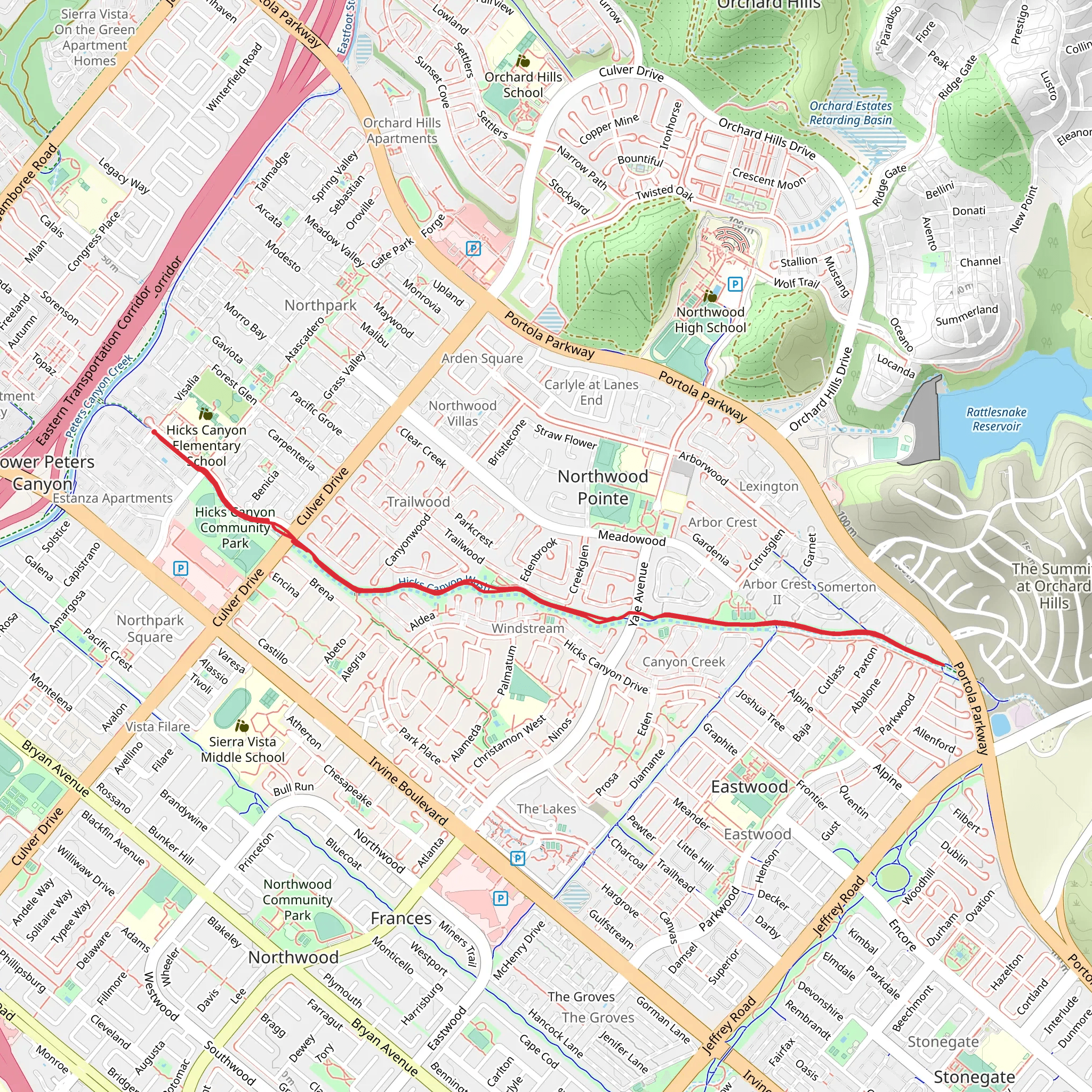 Hicks Canyon Trail mobile static map