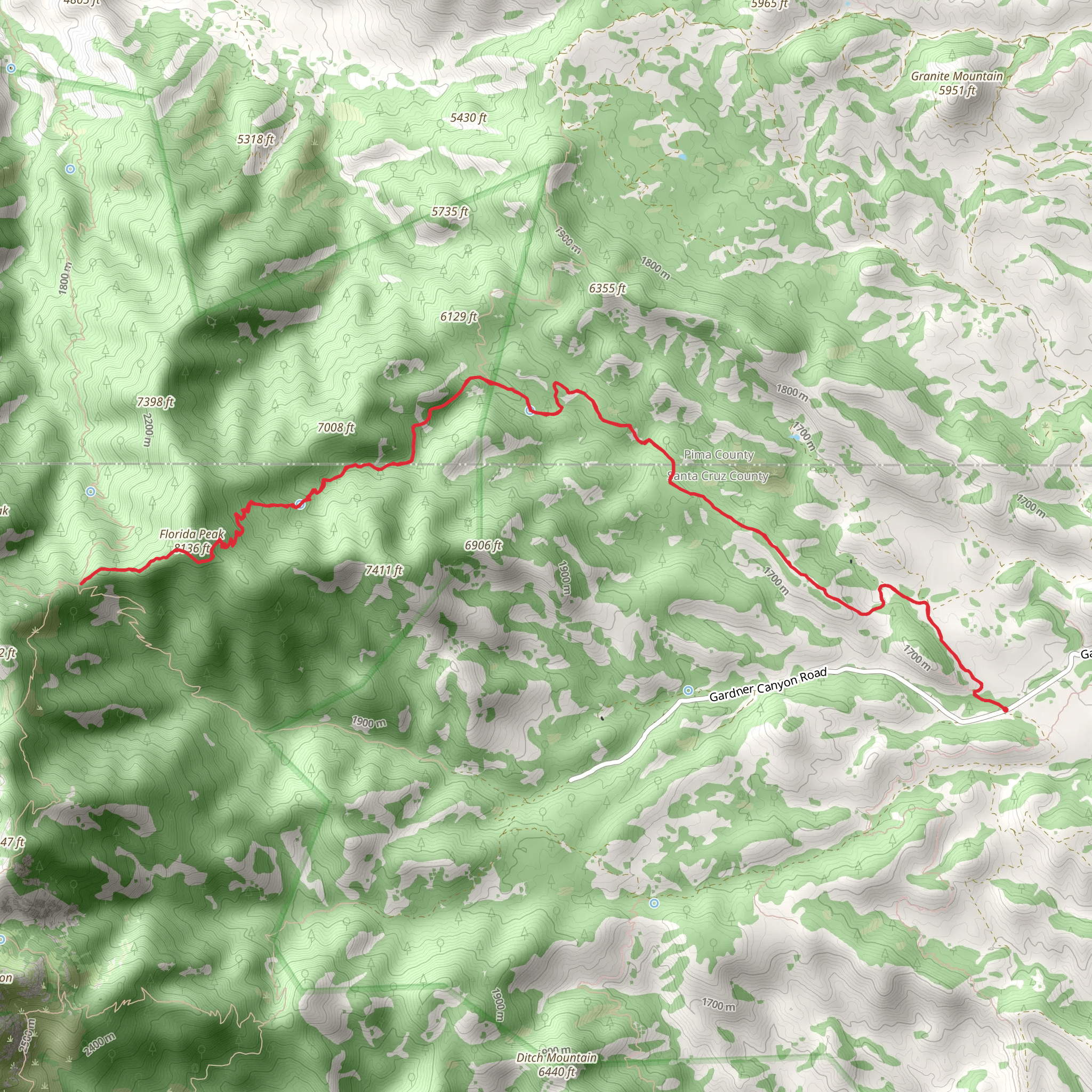 East Sawmill Canyon Trail mobile static map