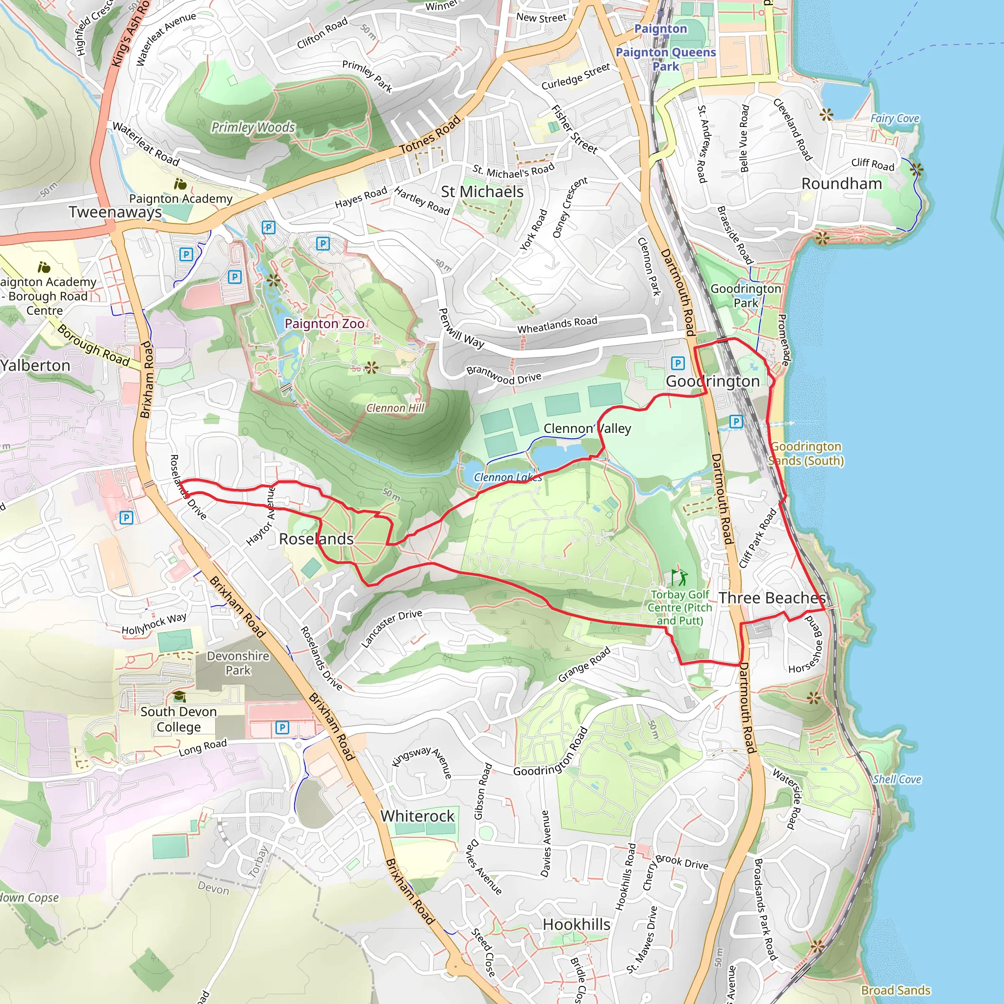 Clennon Lakes, Clennon Valley and Hoburne Holiday Park Loop mobile static map