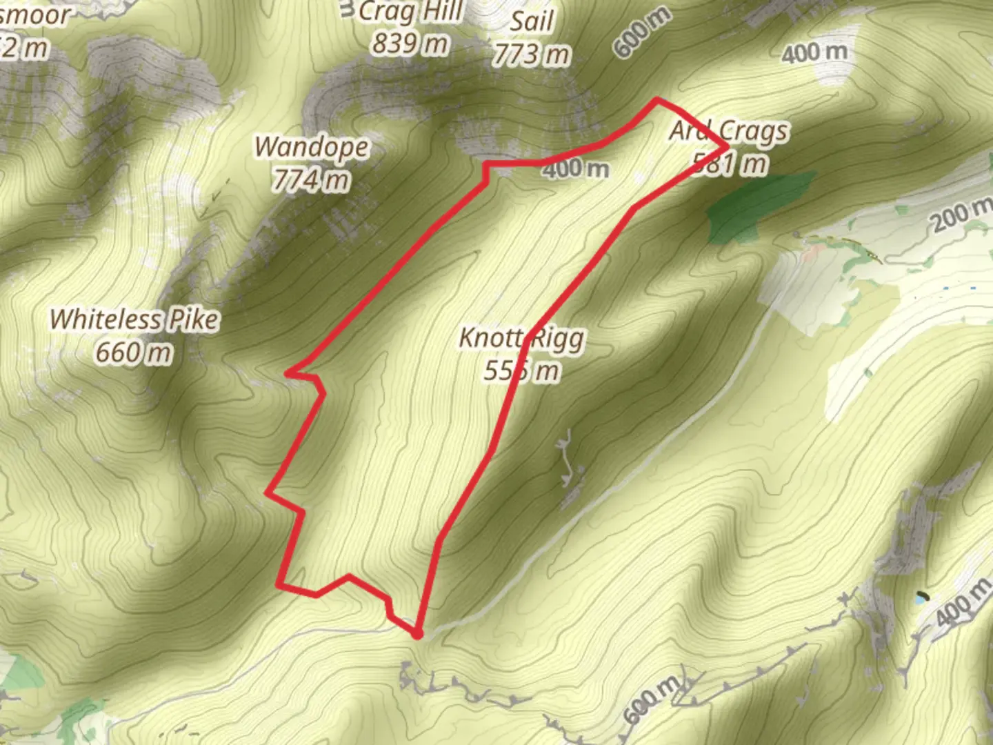 An image depicting the trail Scenic hiking round trip from Newlands Pass via Knott Rigg and Ard Crags 4.5m 1300ft and its surrounding area.