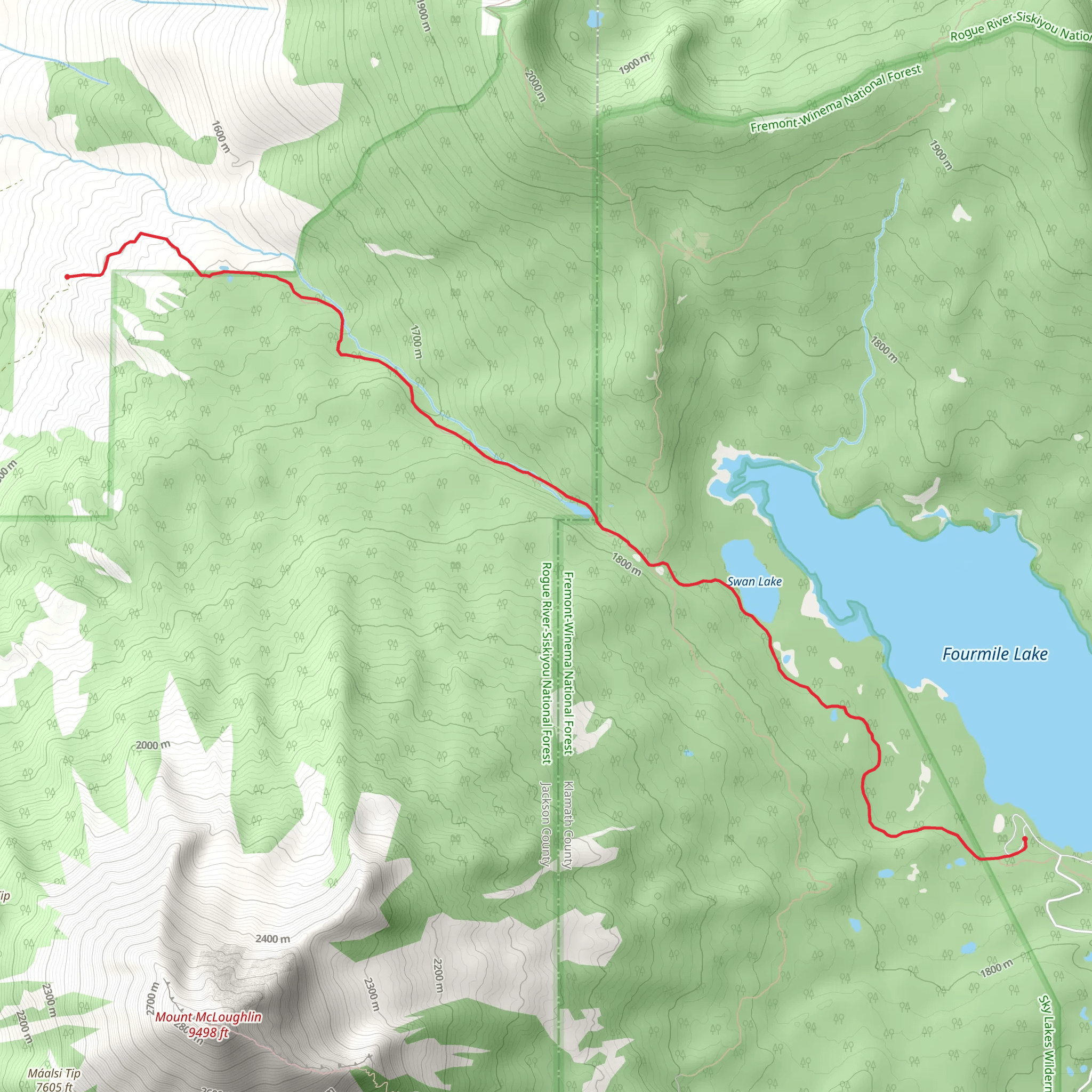 Squaw Lake and Fourmile Lake via Twin Ponds Trail mobile static map