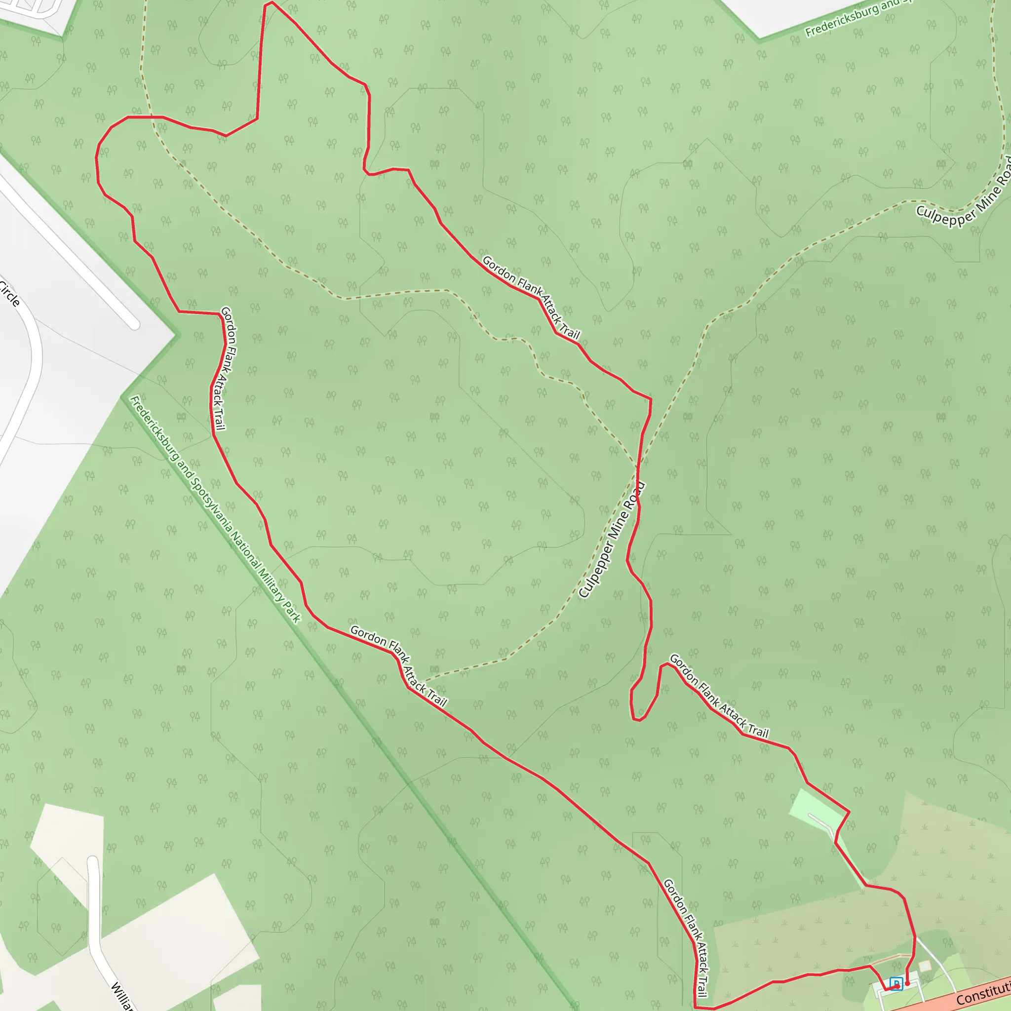 Gordon Flank Attack Loop Trail mobile static map