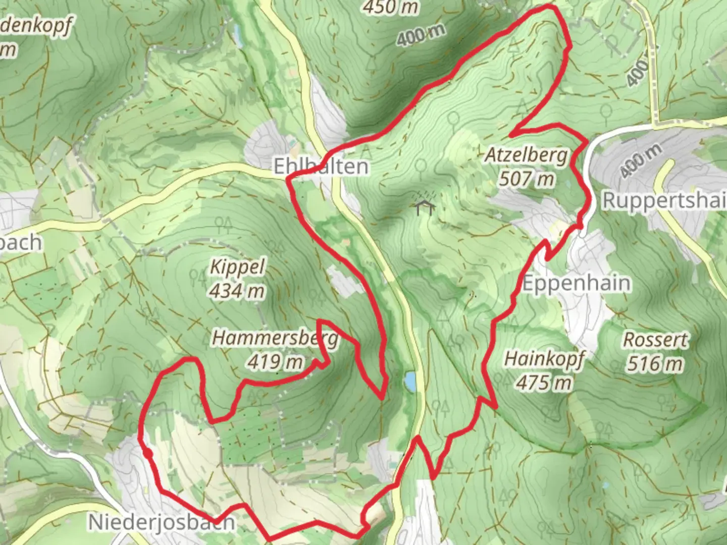 An image depicting the trail Niederjosbach and Eppenhain Loop and its surrounding area.