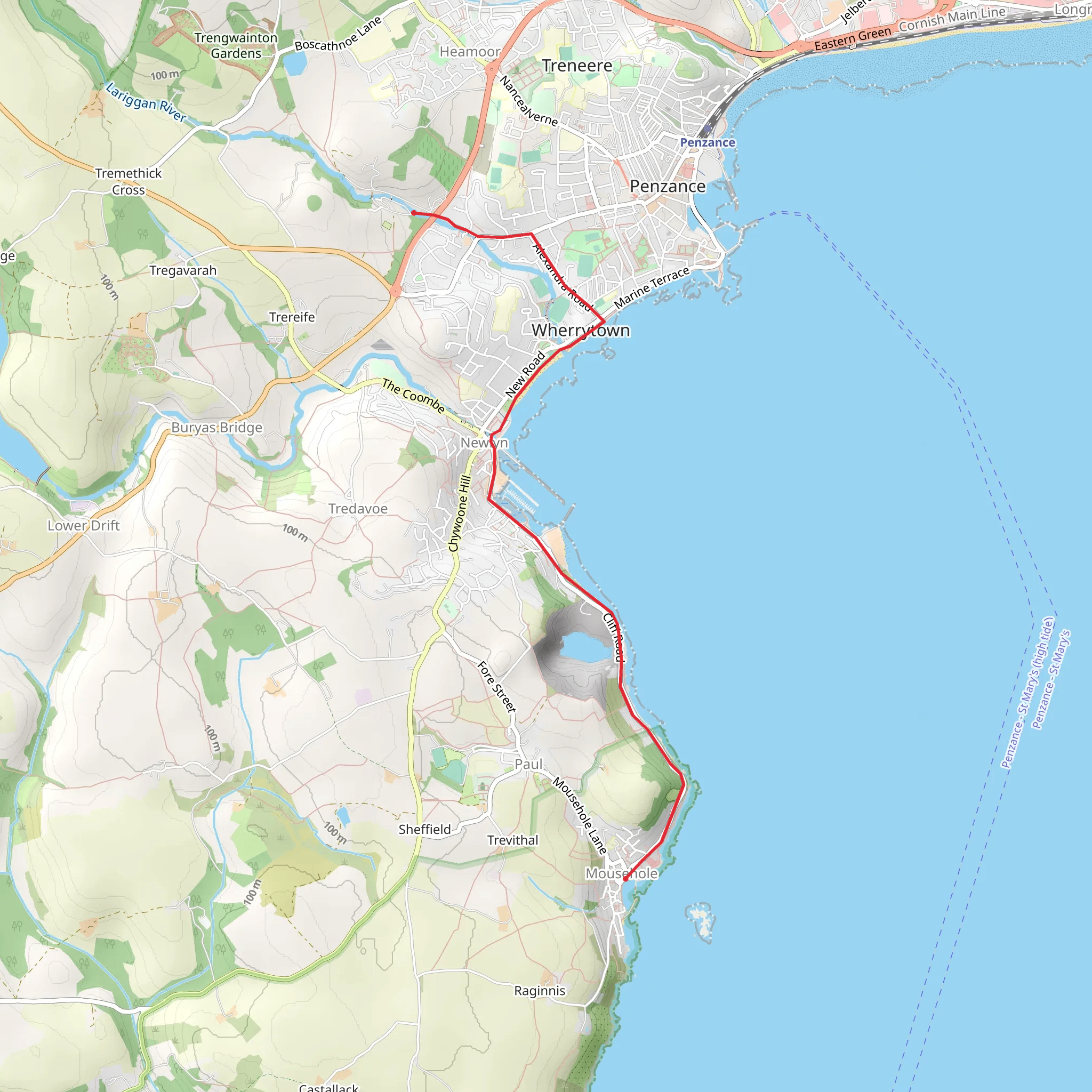 Penzance YHA - Mousehole Walk mobile static map