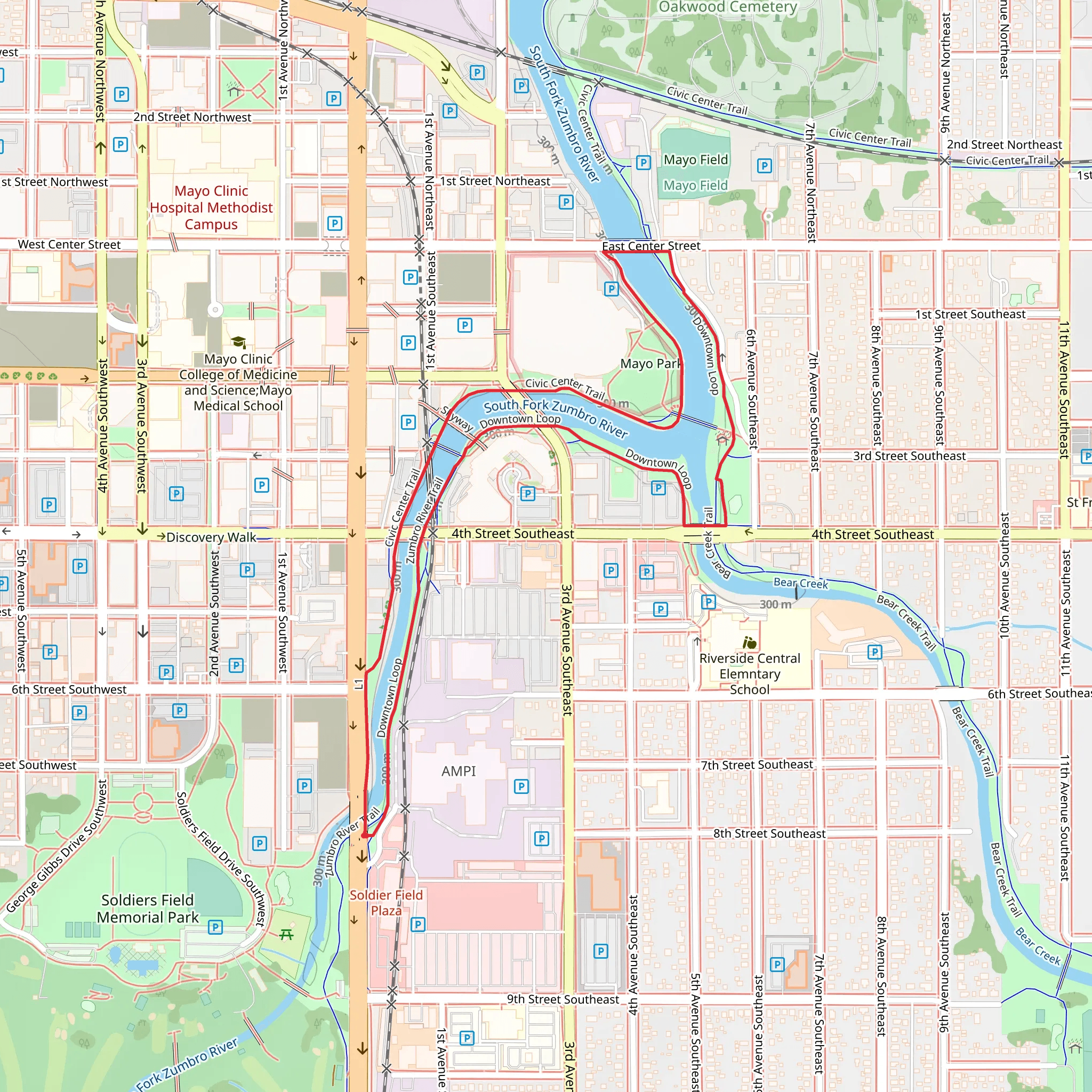Civic Center trail and Downtown Loop mobile static map