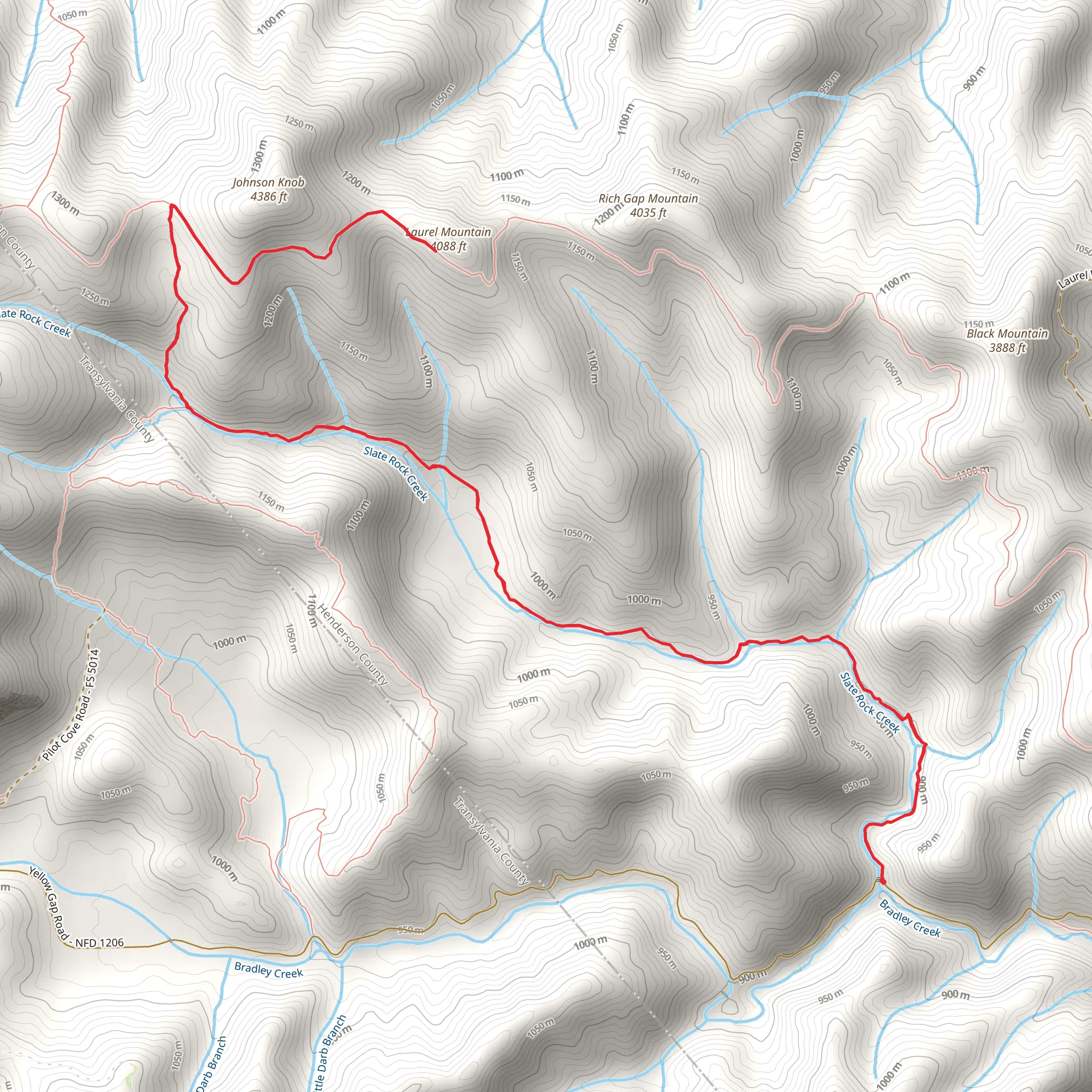 Laurel Mountain via Slate Rock Creek mobile static map