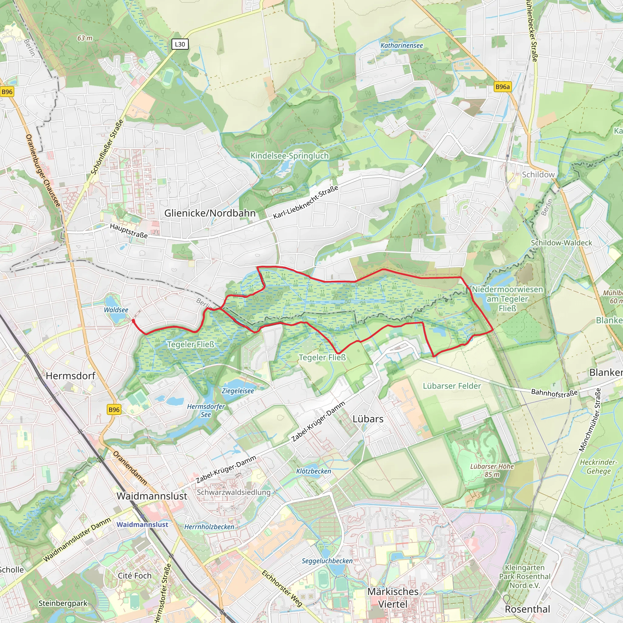 Eichwerder Moorwiesen Loop via Wanderweg 3 mobile static map