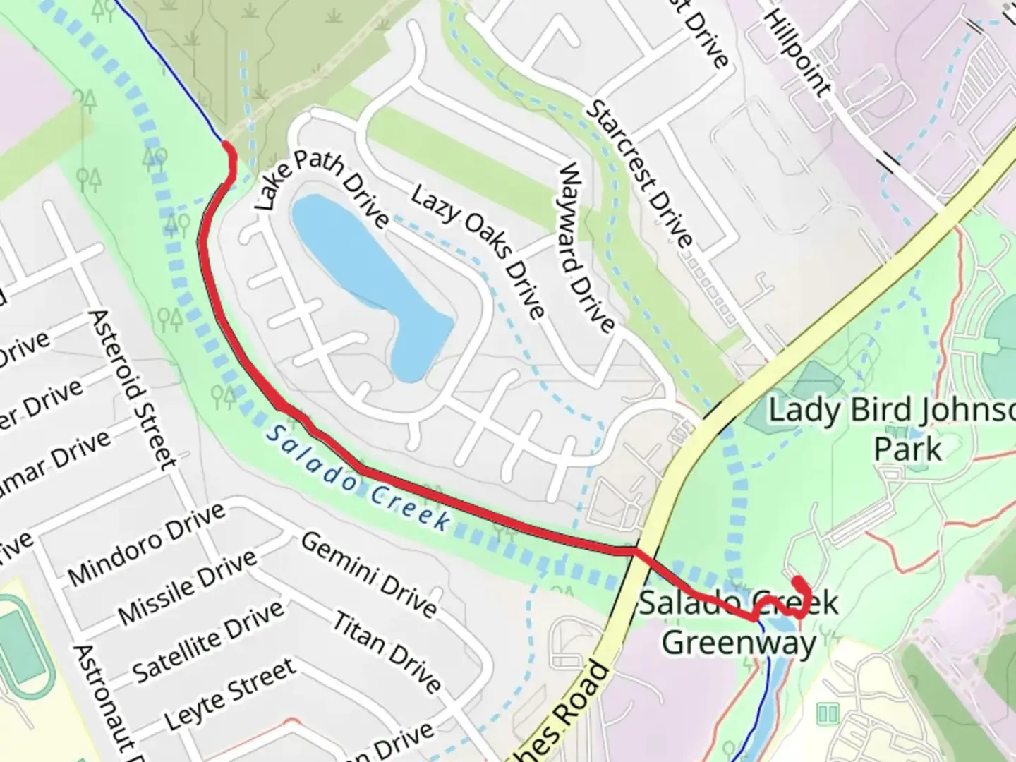 An image depicting the trail Morningstar Boardwalk and Salado Creek Greenway Trail and its surrounding area.