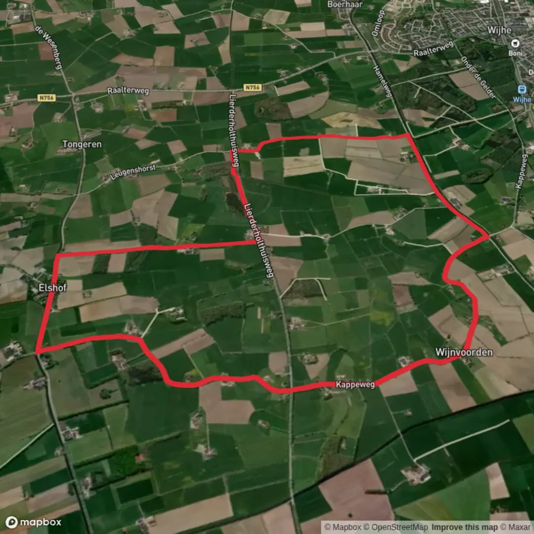 An image depicting the trail Kolkweiden and Elshof Loop and its surrounding area.