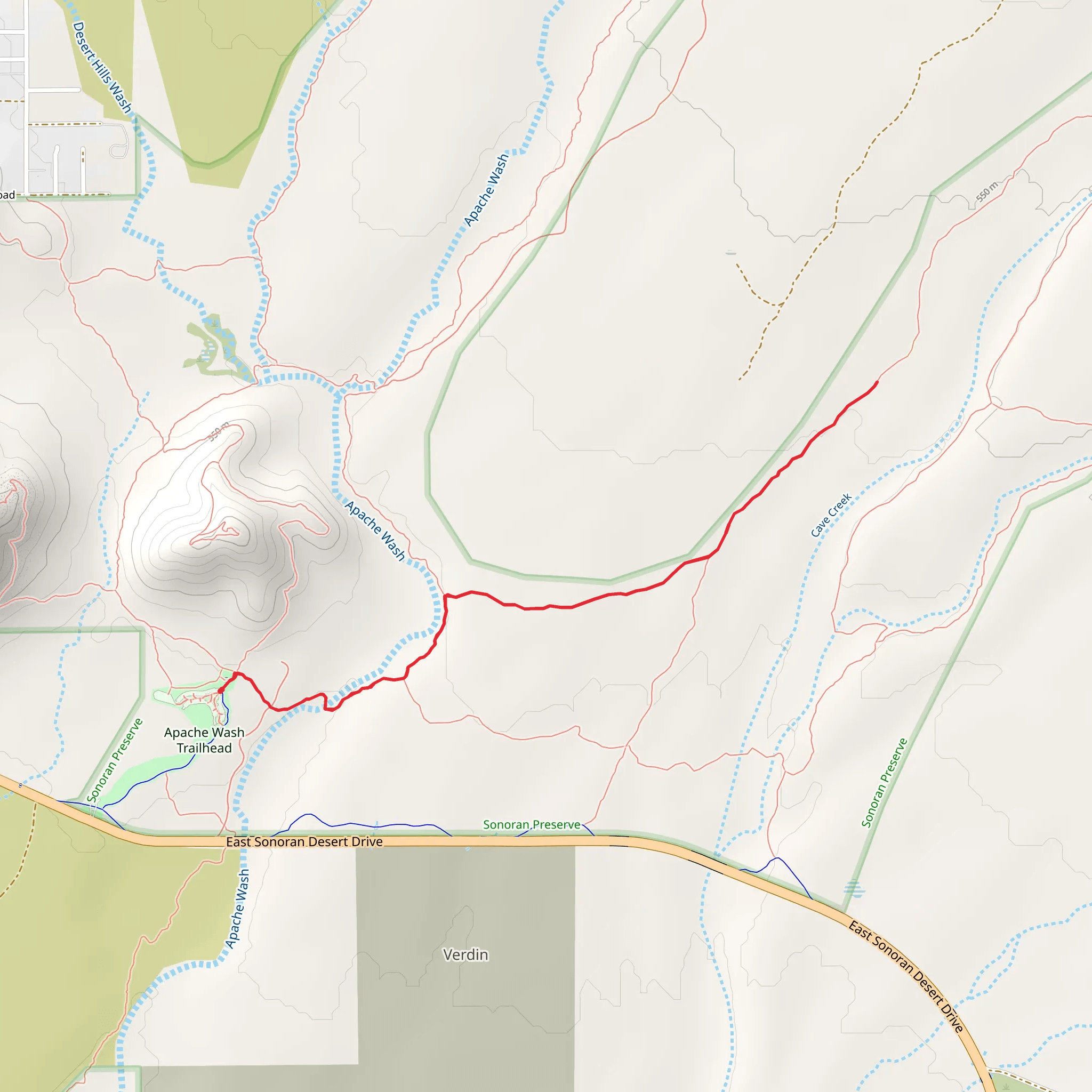 Apache Wash and Esplanade Trail mobile static map