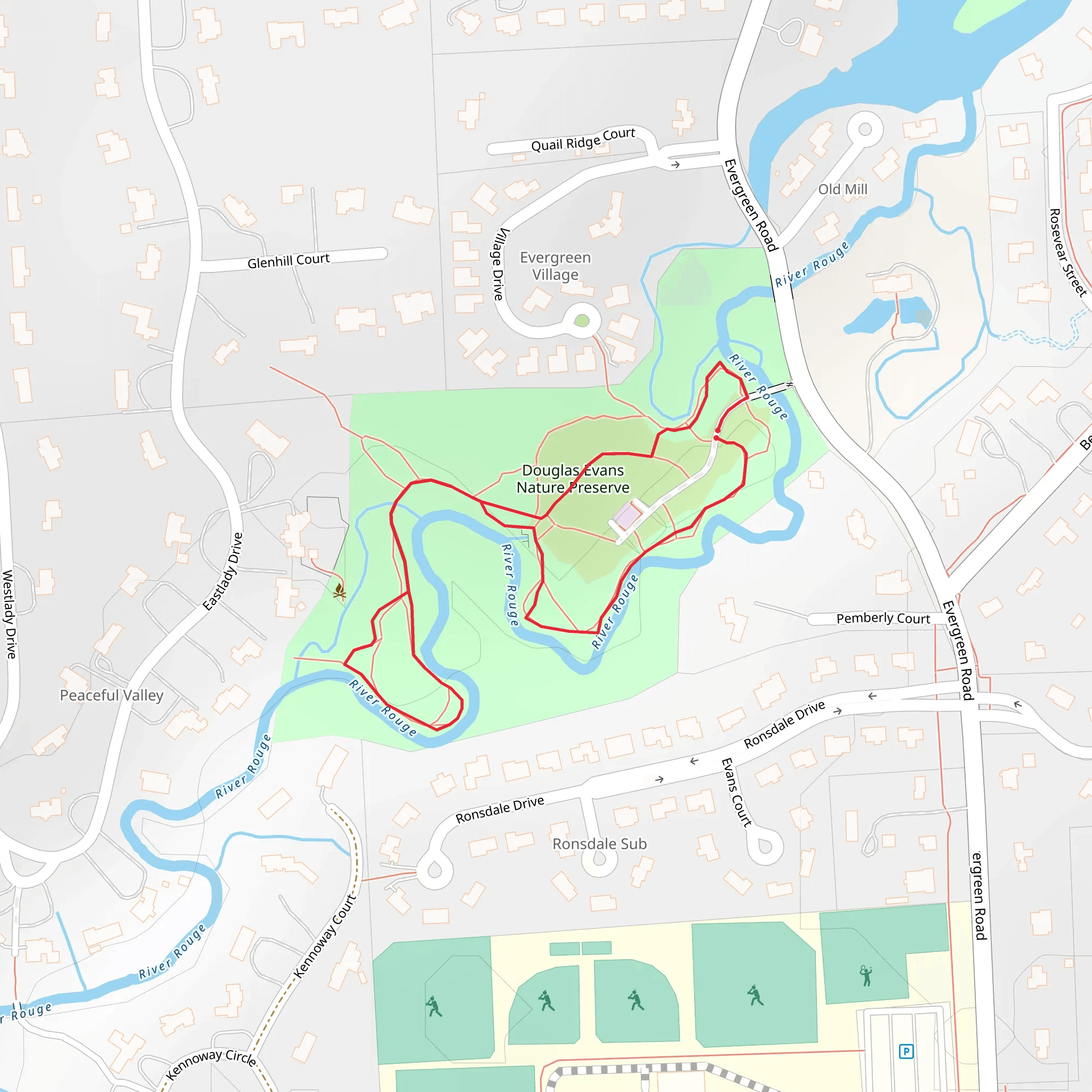 Douglas Evans Nature Preserve Loop mobile static map