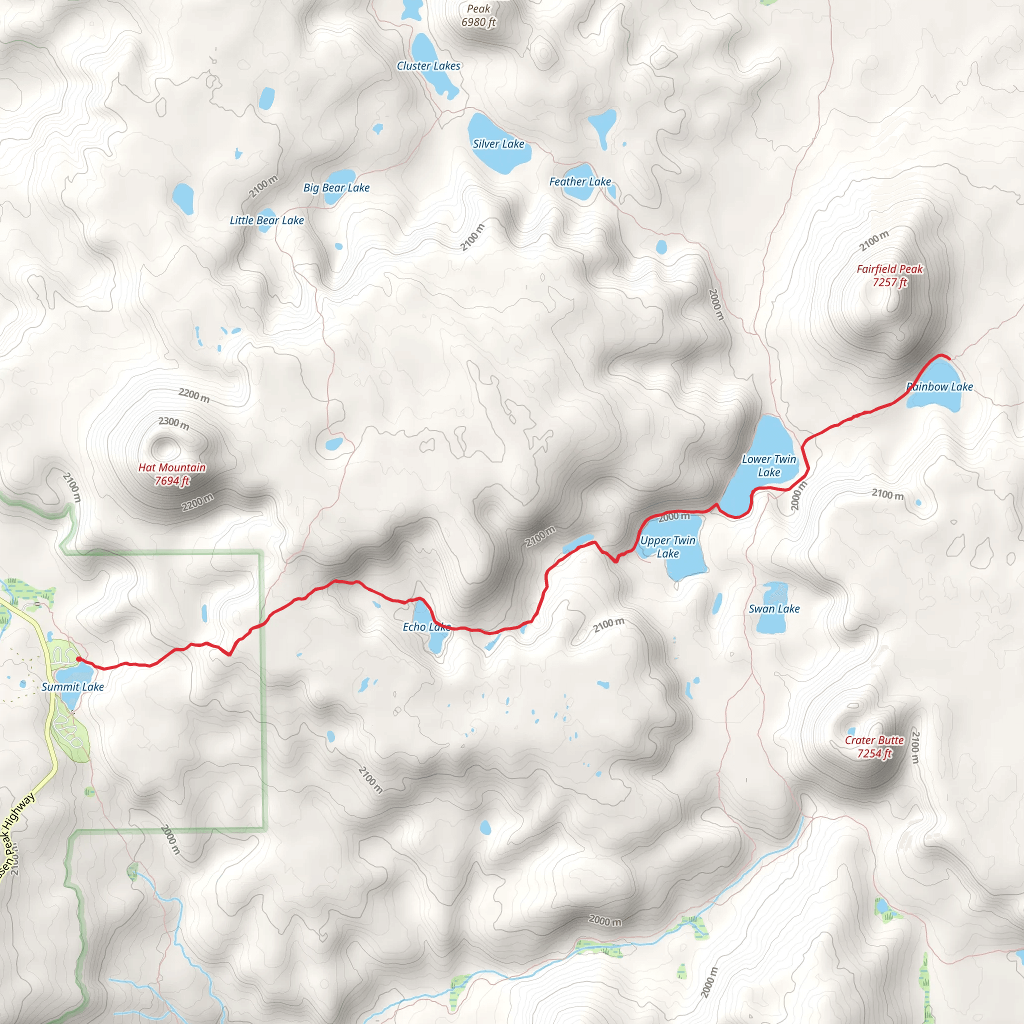 Rainbow Lake Trail from Summit Lake mobile static map