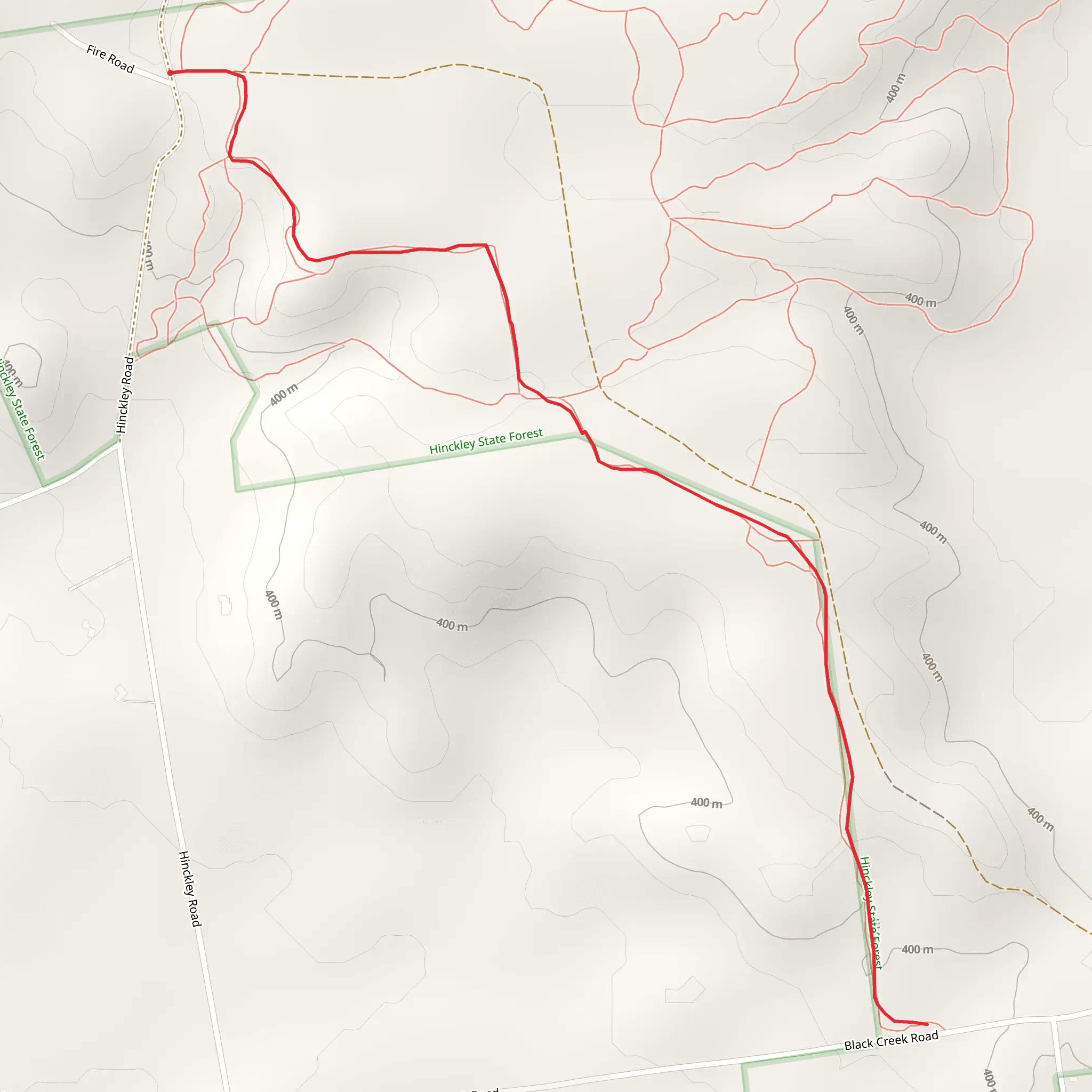Hinkley Road to Black Creek Road mobile static map