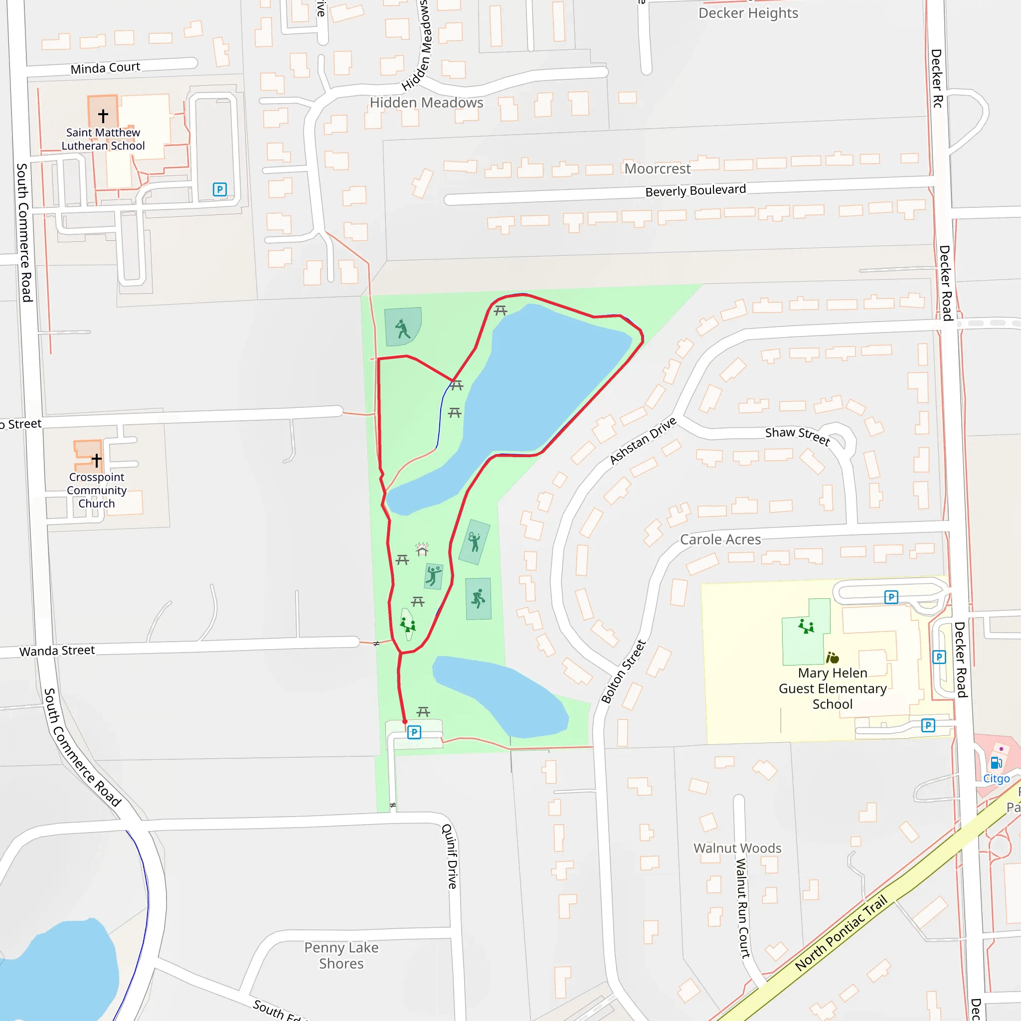 Hiram Sims Park Loop mobile static map