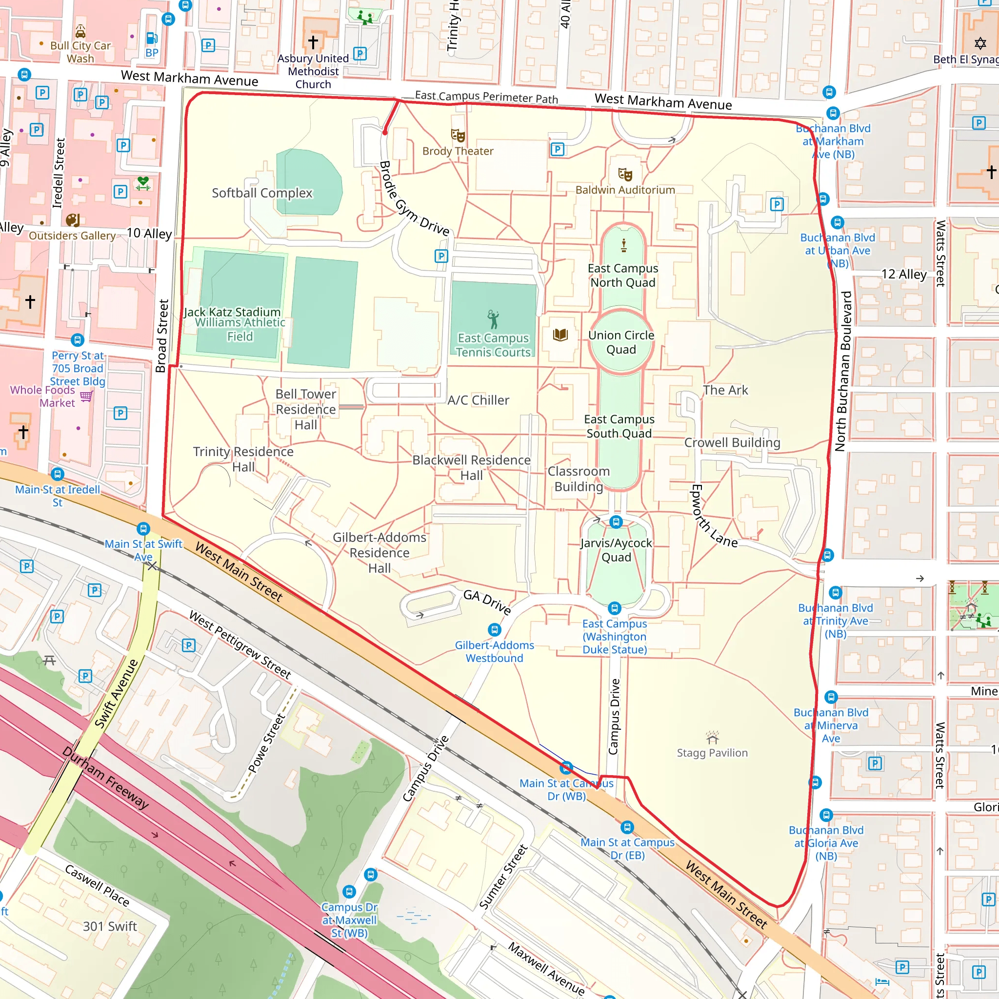 East Campus Perimeter Path mobile static map