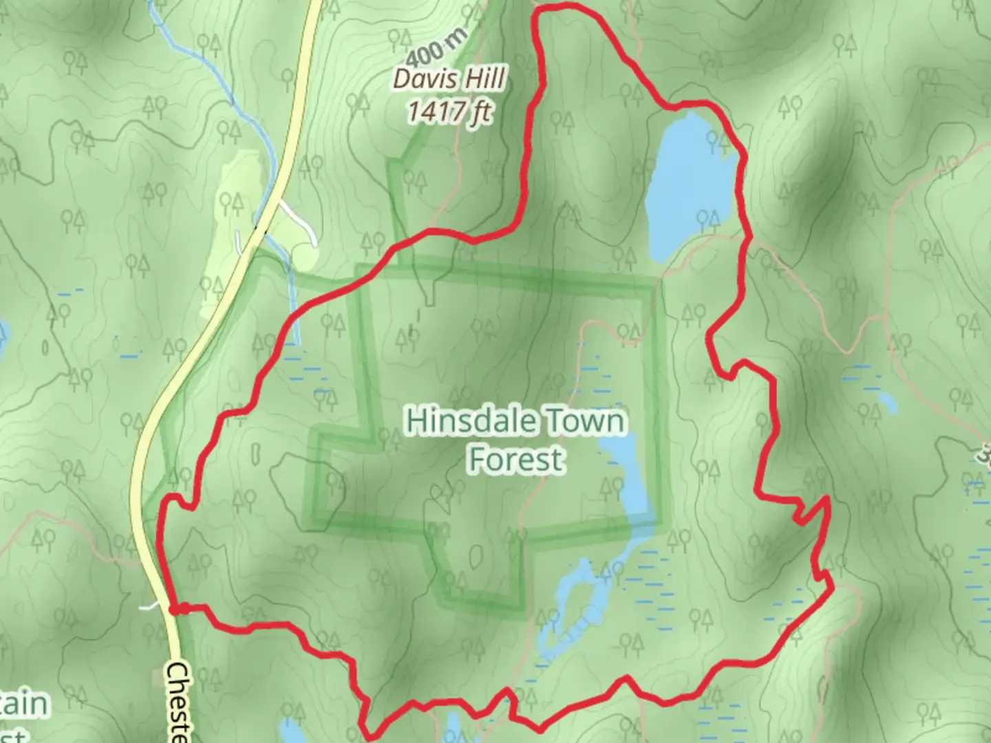 An image depicting the trail Kilburn Loop and Pisgah Ridge Trail and its surrounding area.