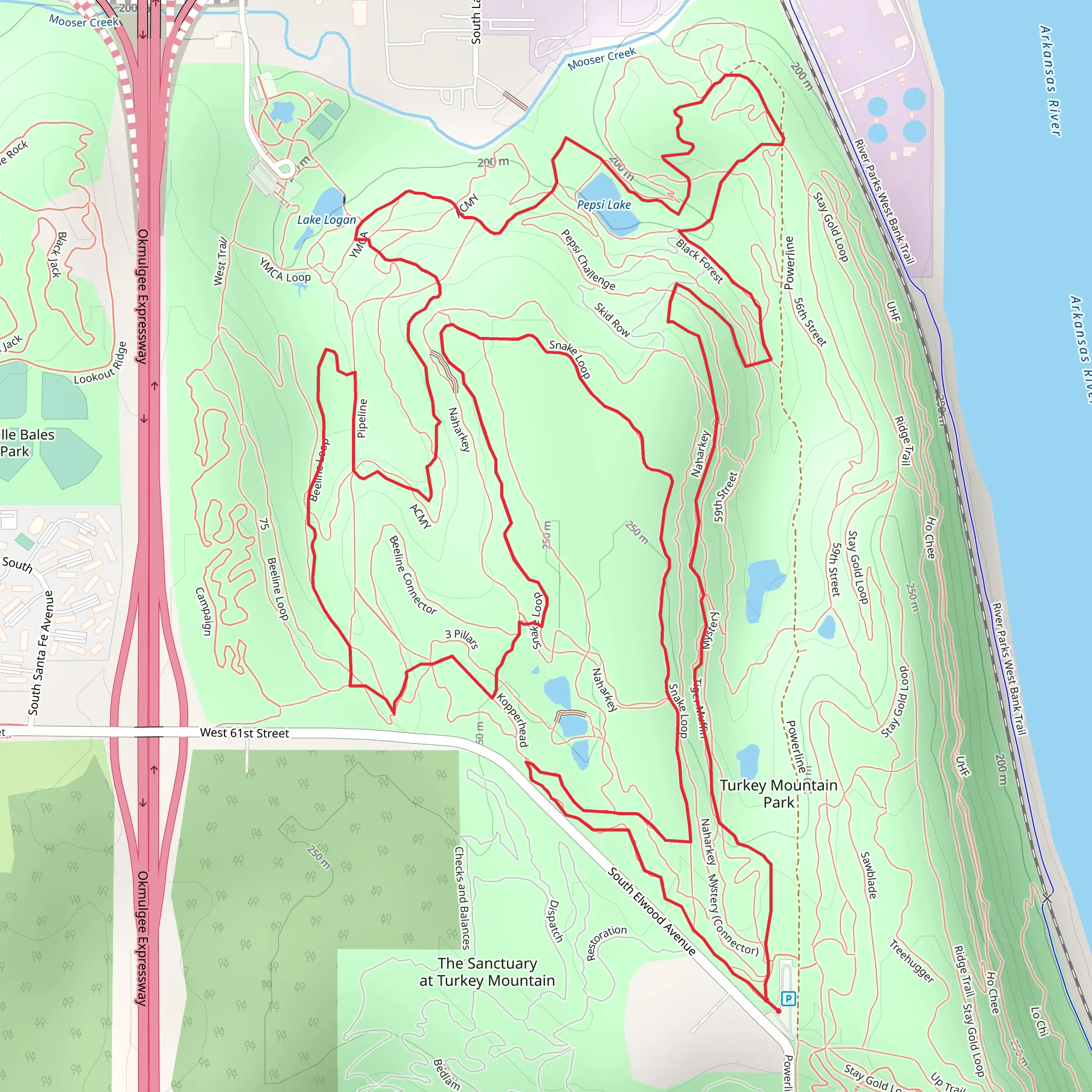 Pepsi Lake Loop - Turkey Mountain Urban Wilderness Area mobile static map