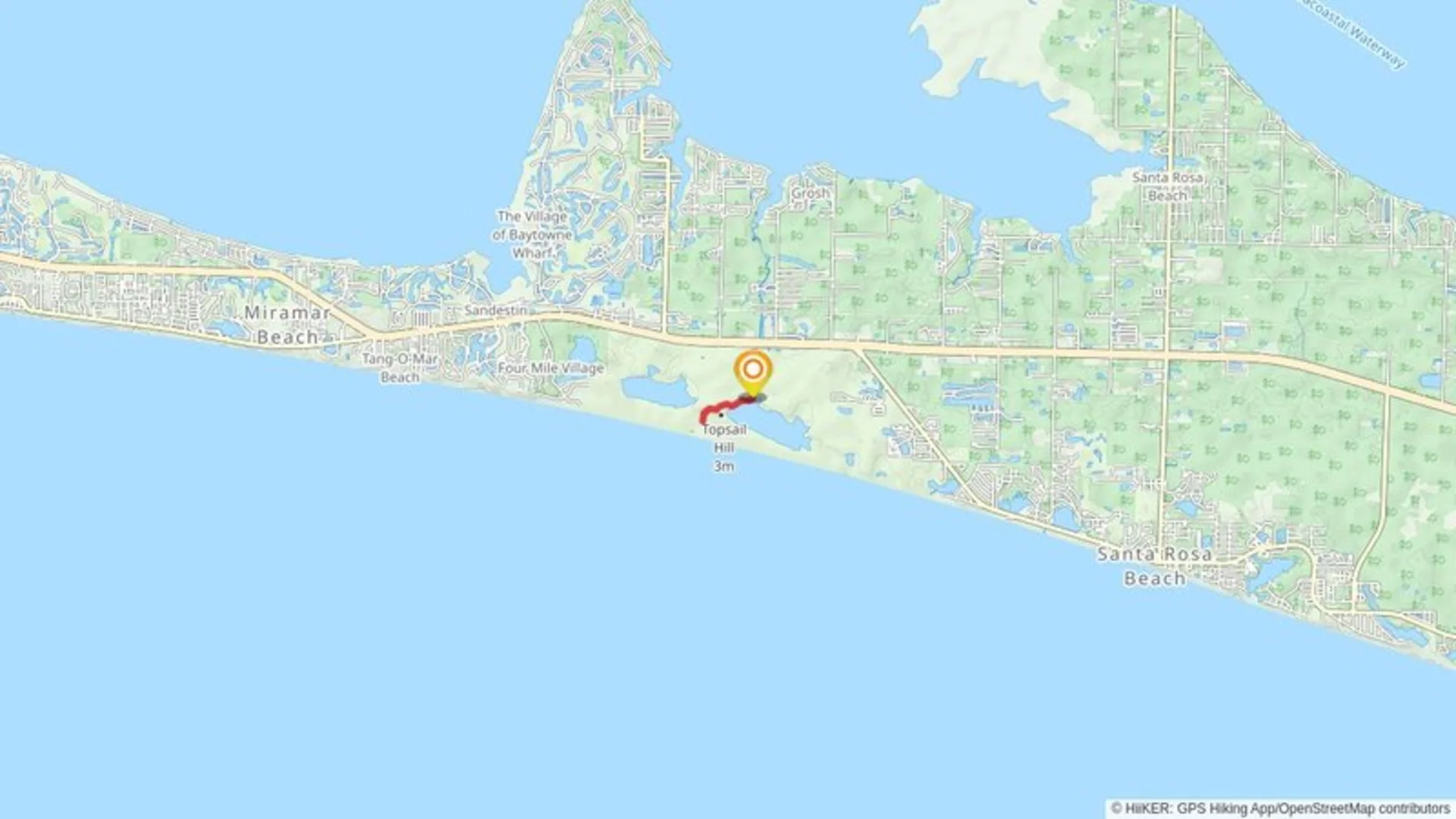 An image depicting the trail Topsail Hill and its surrounding area.