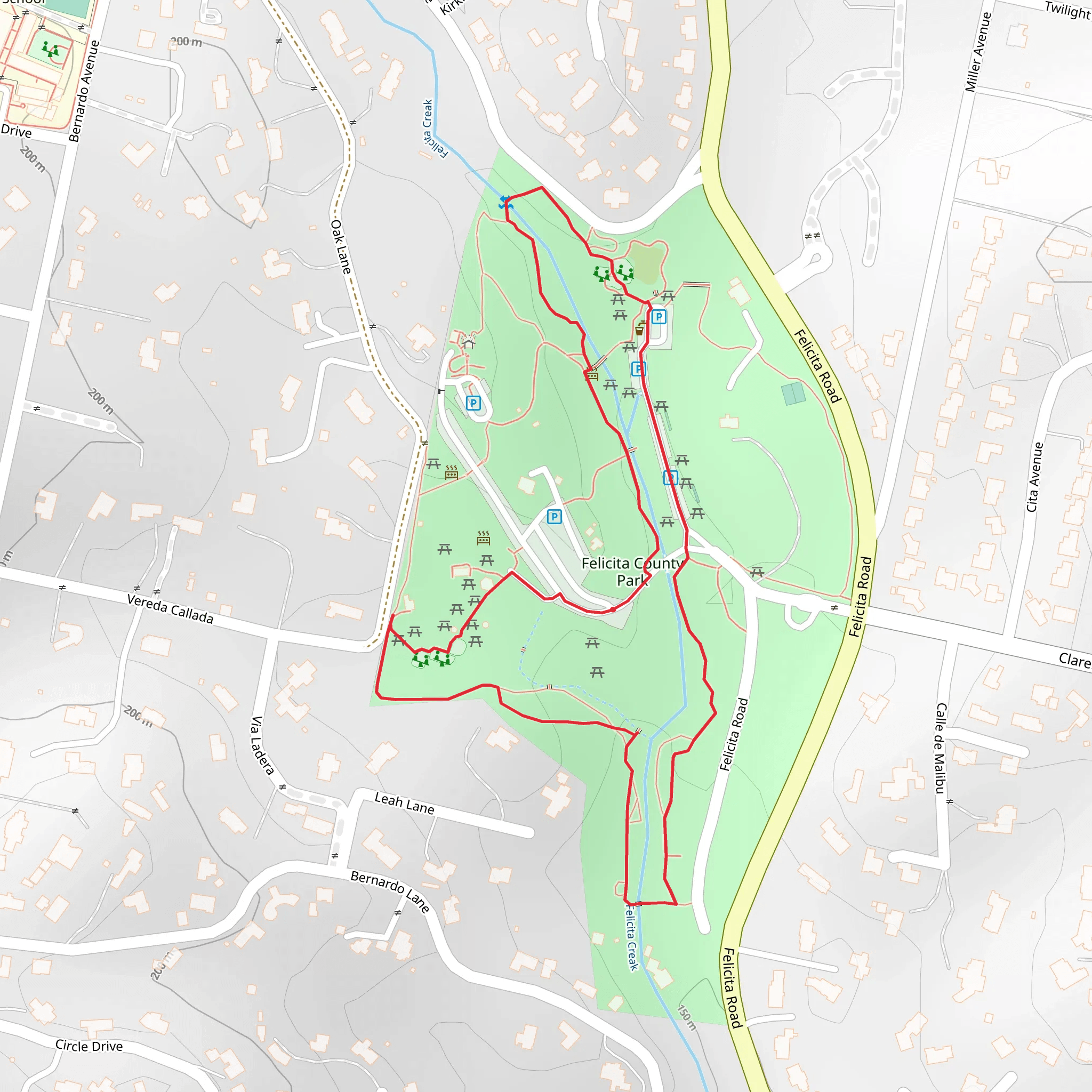 Felicita Creak - Felicita County Park Loop mobile static map