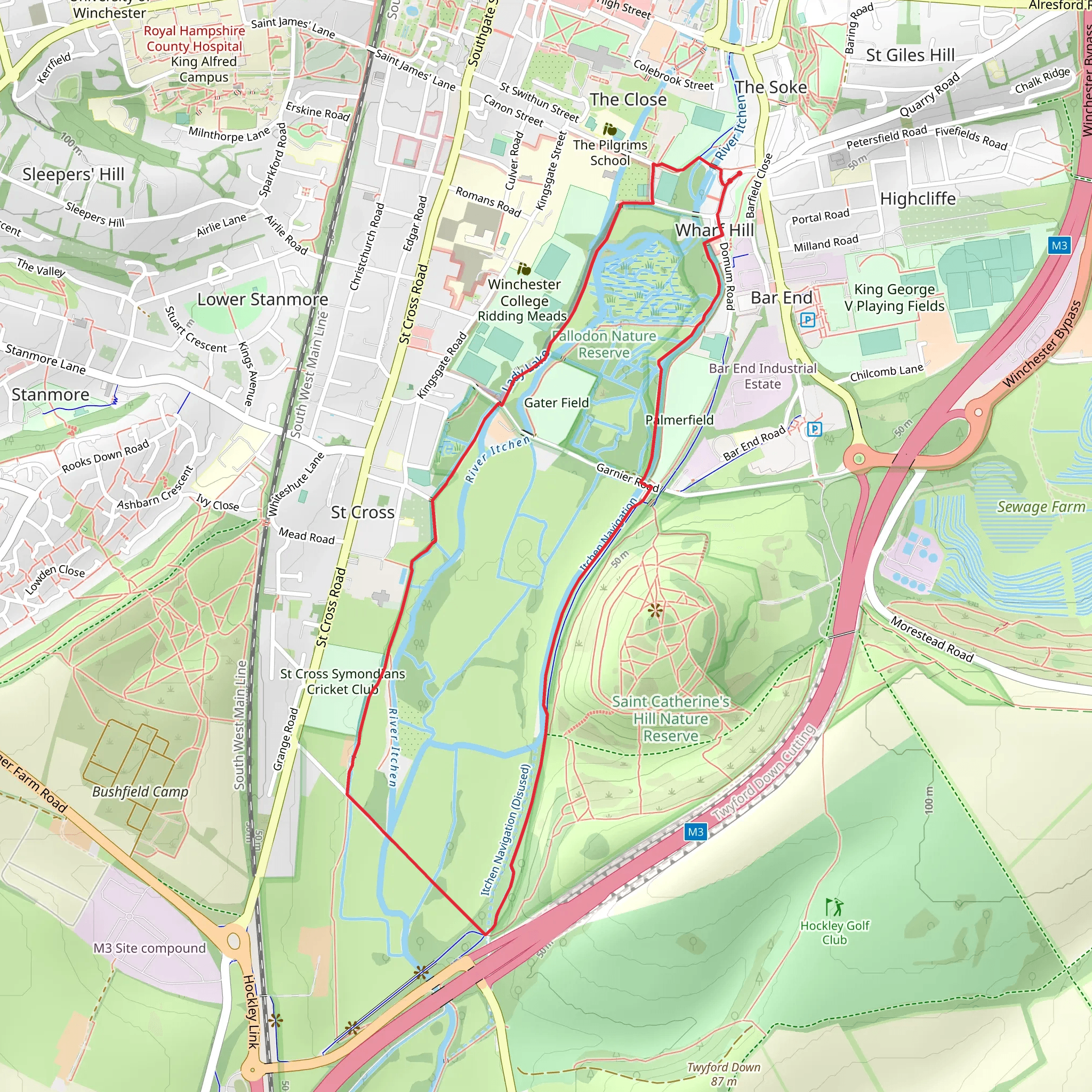 Winchester Circular Walk mobile static map