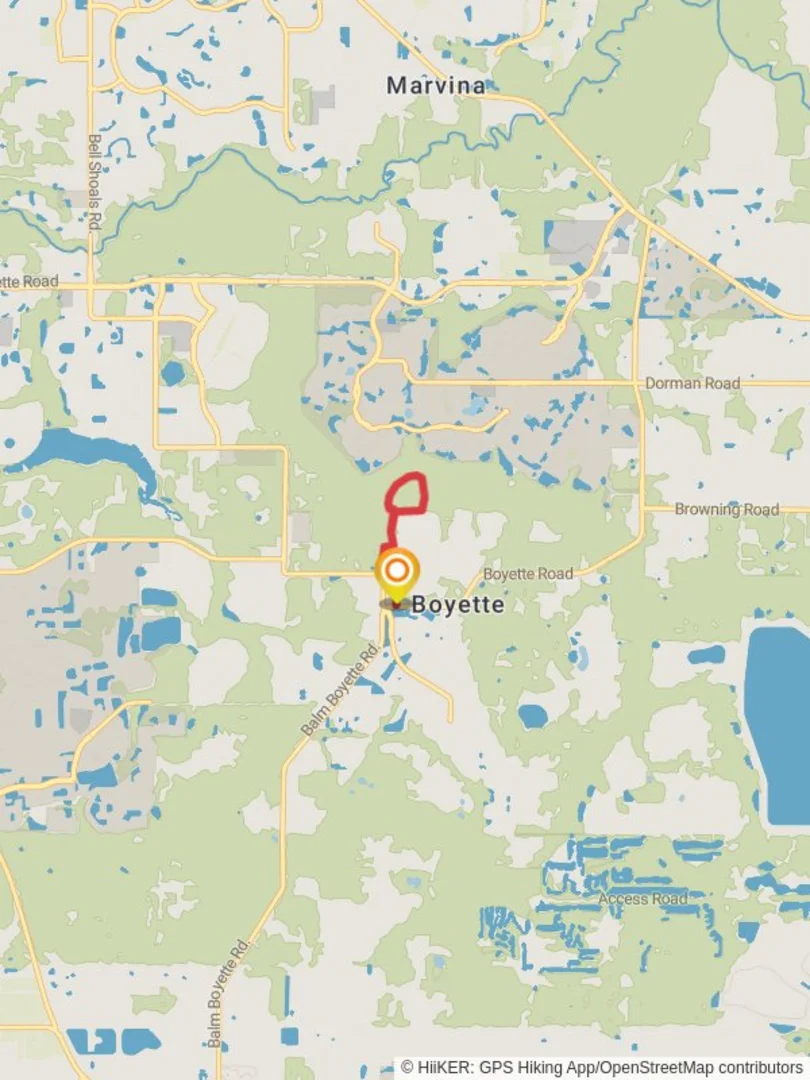 An image depicting the trail Fishhawk Creek Loop and its surrounding area.