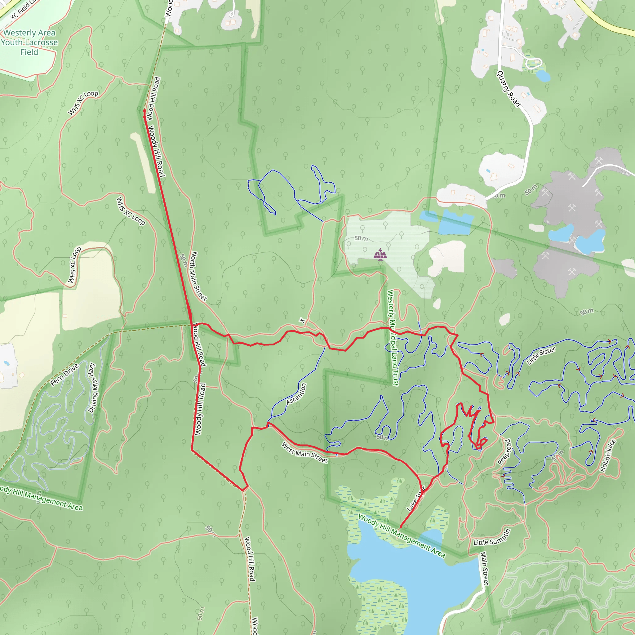 Woody Hill Road, Pour Judgement and North Main Street Loop mobile static map