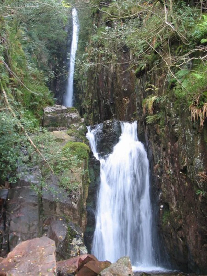 An image depicting the trail Scale Force Waterfall and its surrounding area.