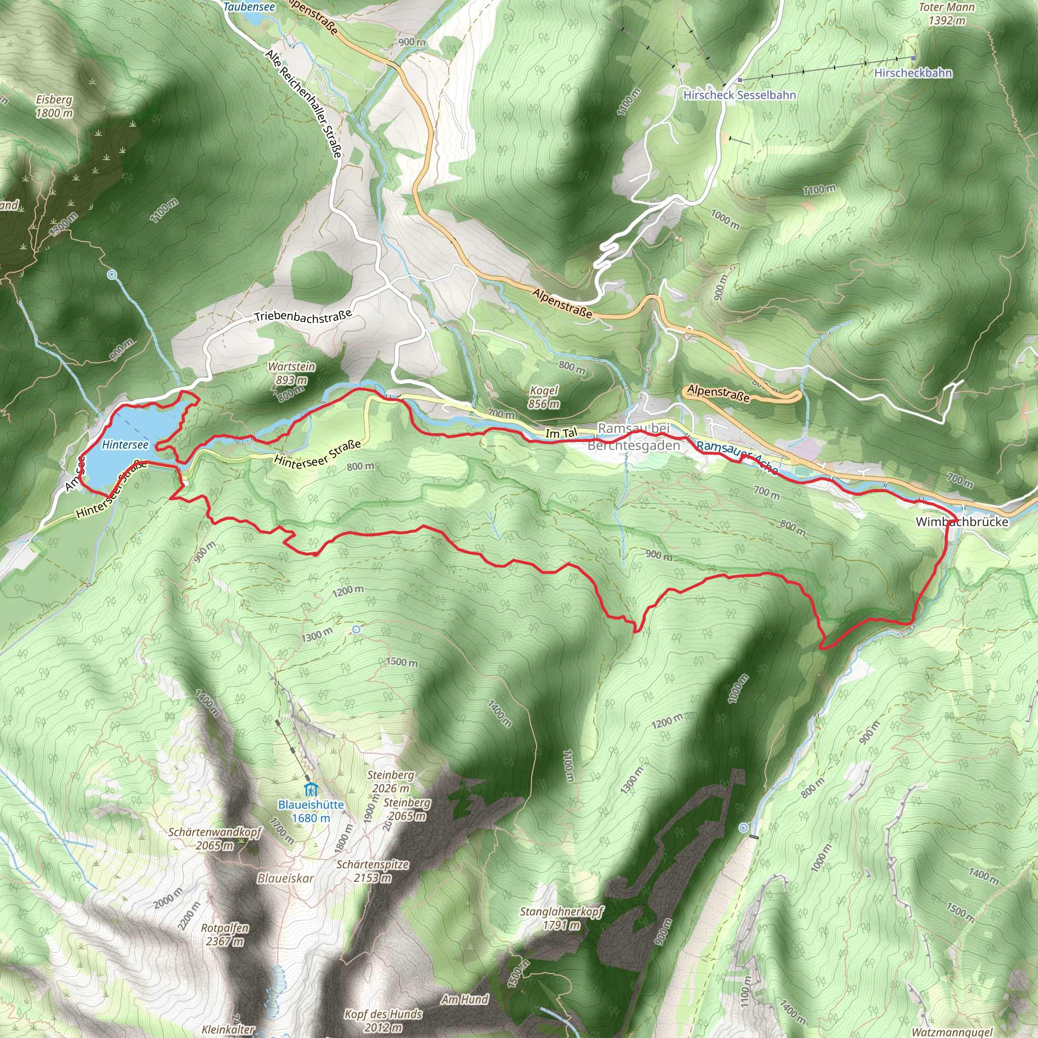 Ramsau and Hintersee Loop mobile static map