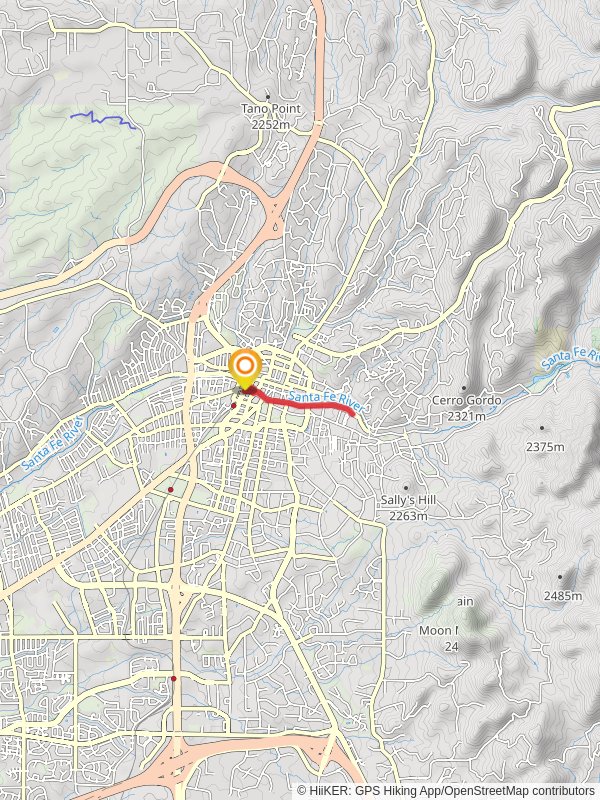 Walk along Santa Fe River from De Vargas Park mobile static map