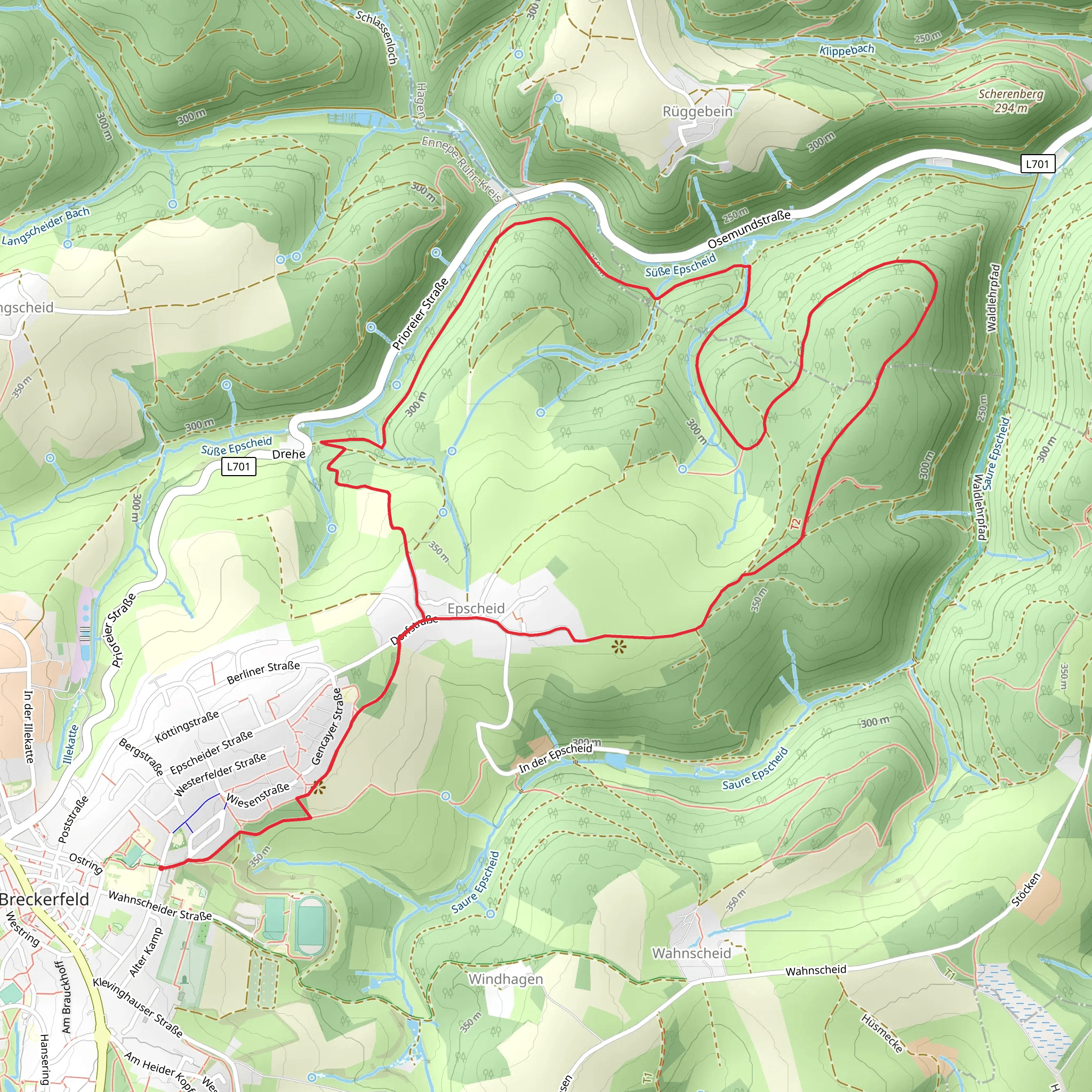 Breckerfeld nach Epscheid mobile static map