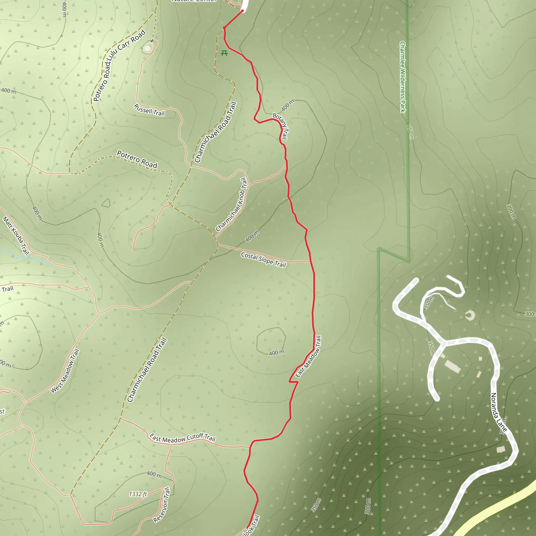 East Meadow Trail via Botany Trail mobile static map