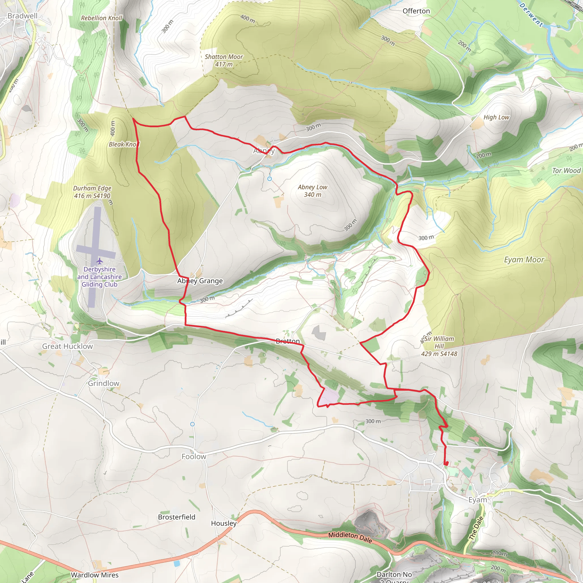 Eyam, Abney and Bretton Loop mobile static map