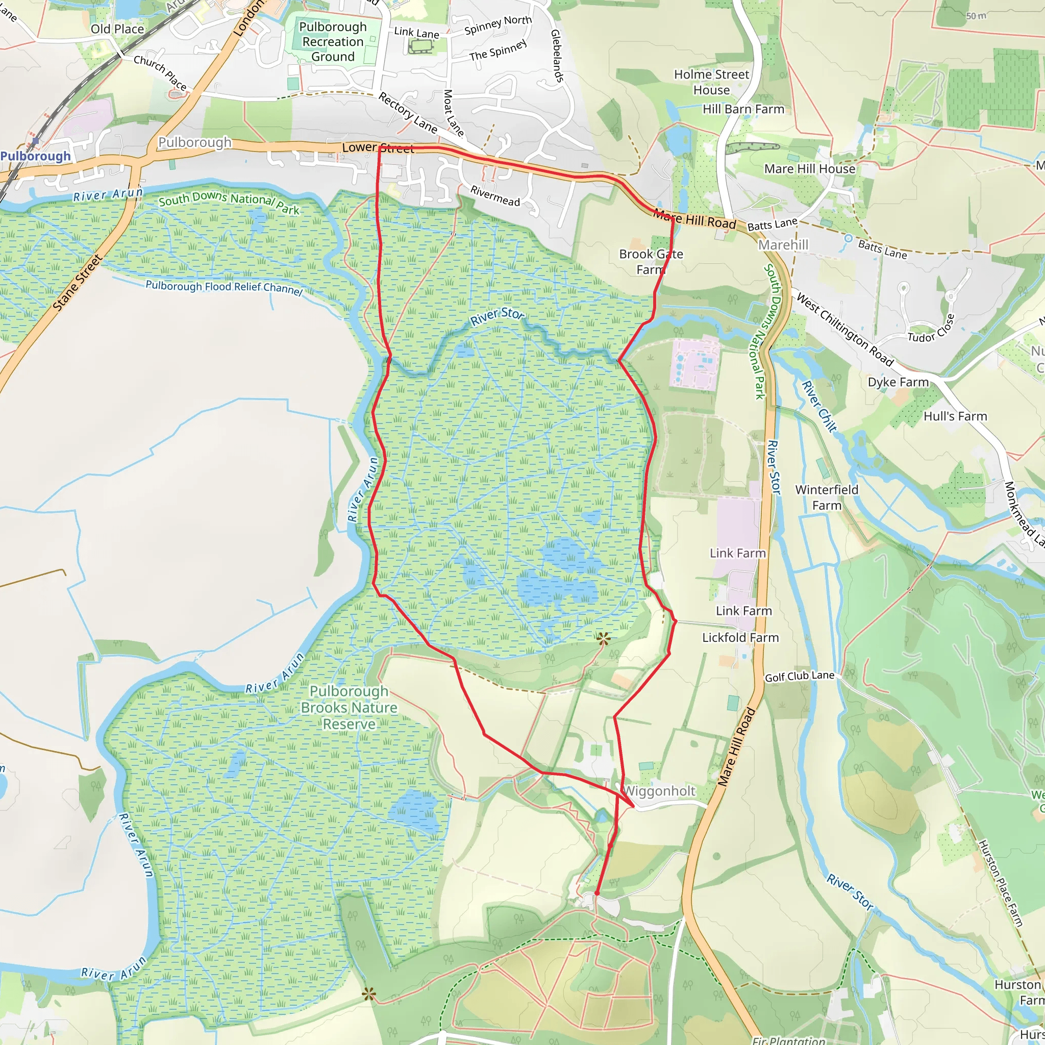 RSPB Pulborough Brooks Loop mobile static map
