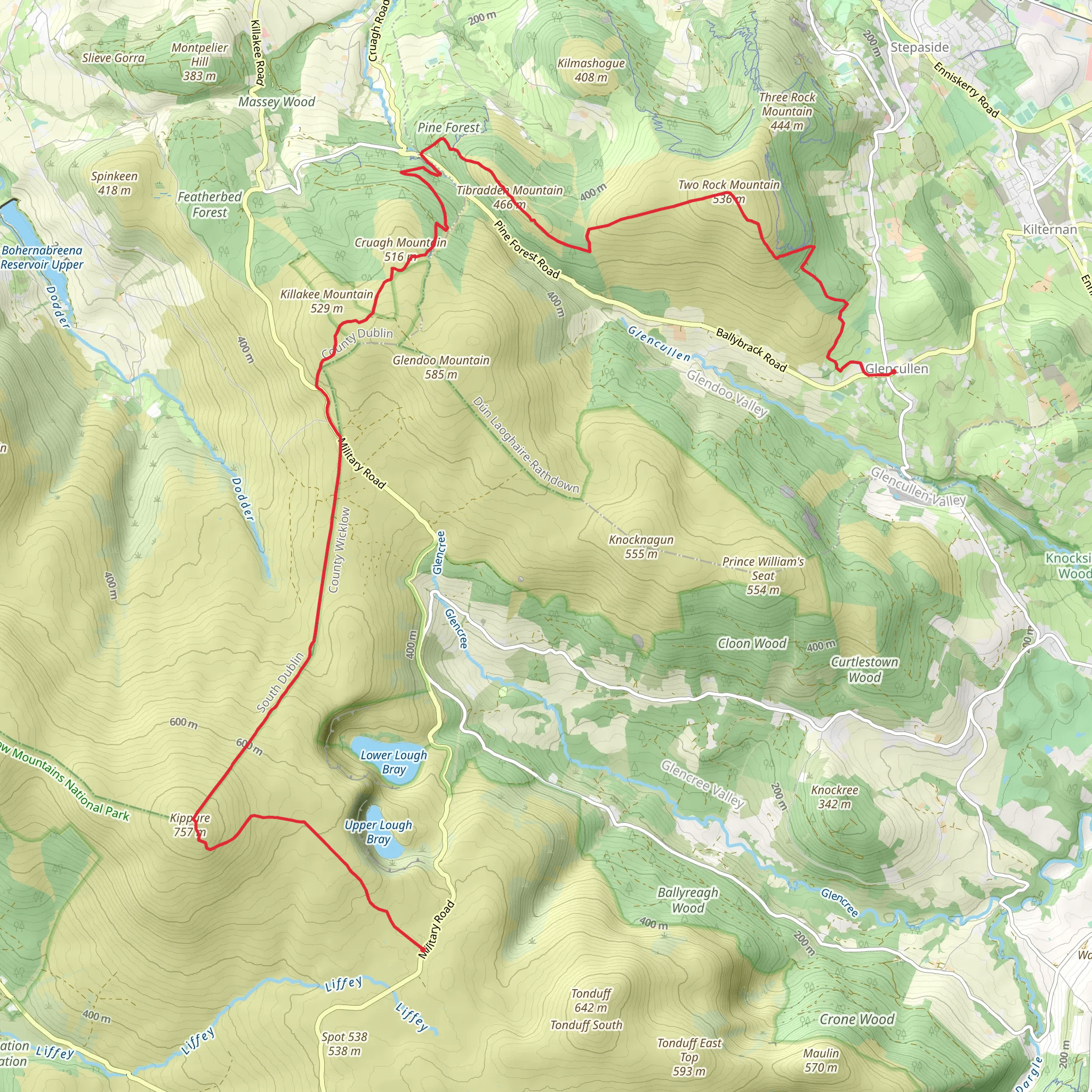 Fox's to Kippure mobile static map