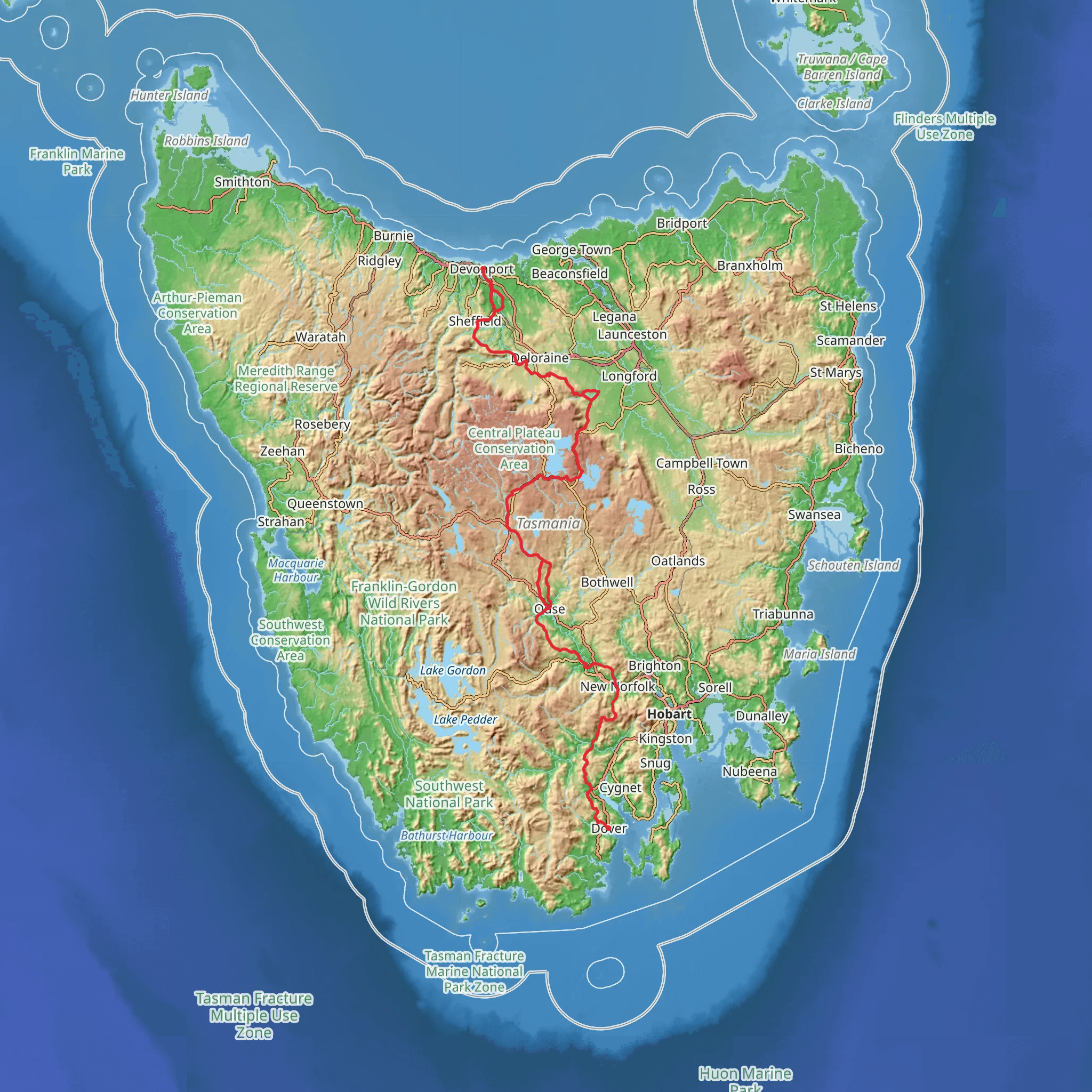 Tasmanian Trail mobile static map