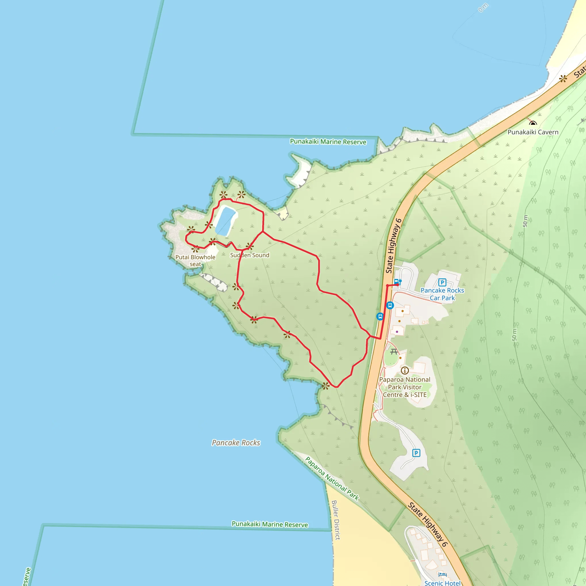 Punakaiki Pancake Rocks and Blowholes Walk mobile static map