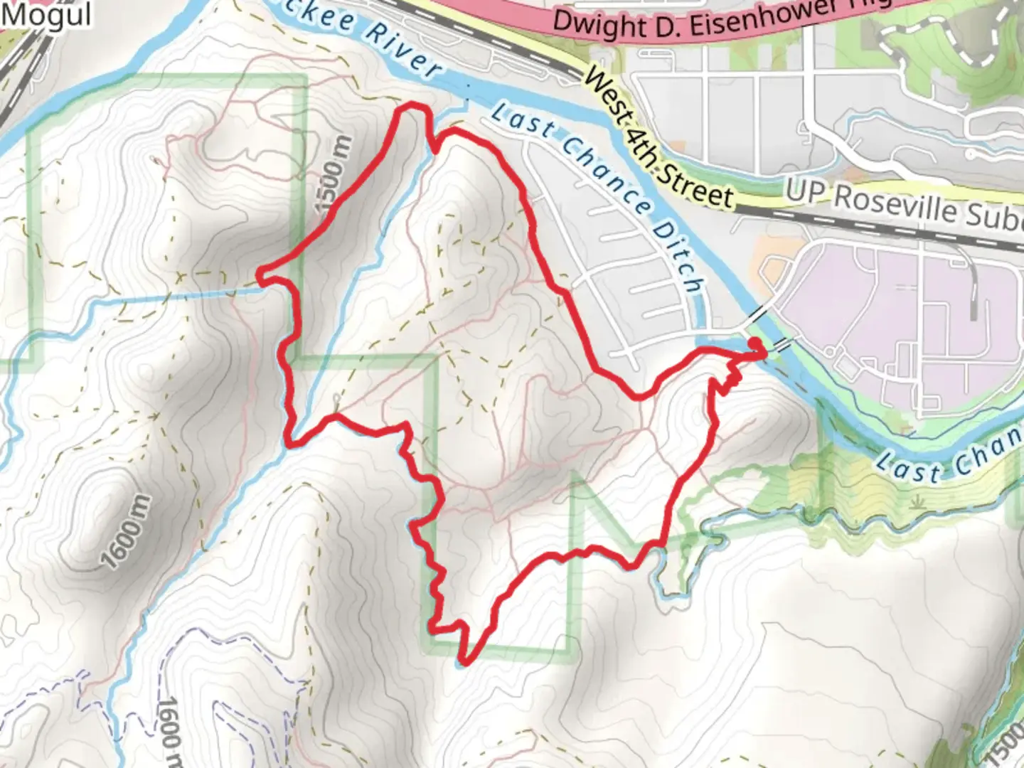 An image depicting the trail Tom Cooke and Steamboat Ditch Loop Trail and its surrounding area.