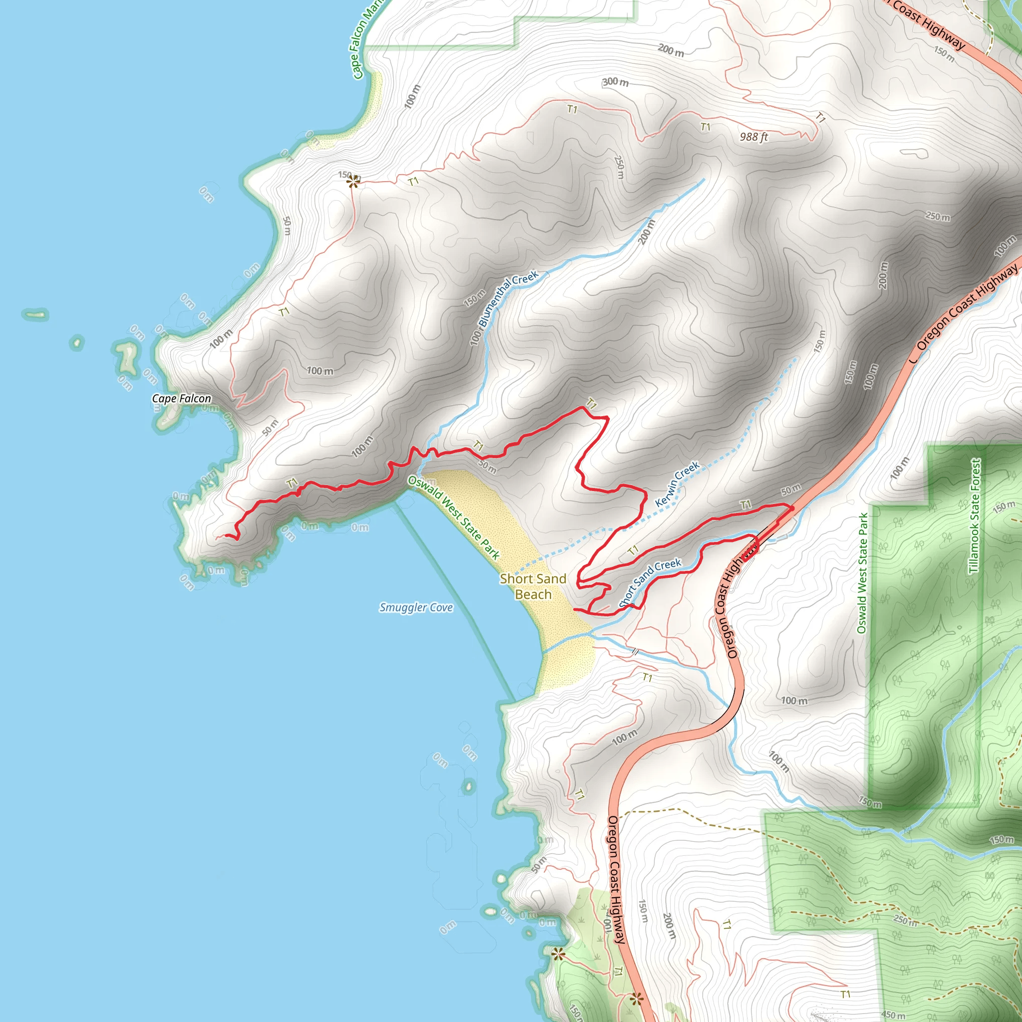 Cape Falcon Loop Trail mobile static map